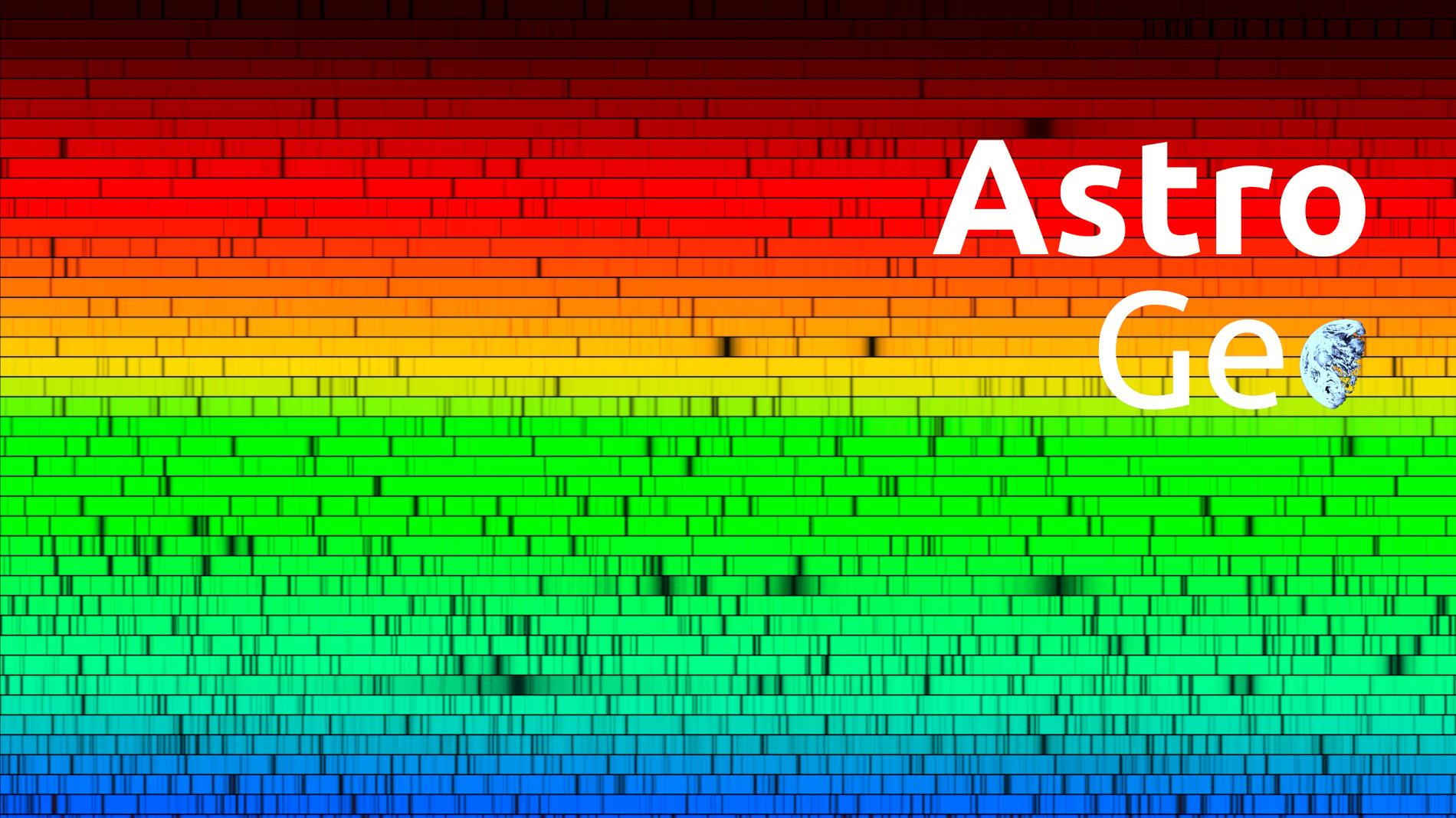 Vertikale Streifen in den Farben des Regenbogens sind von vertikalen dunklen Linien durchzogen.