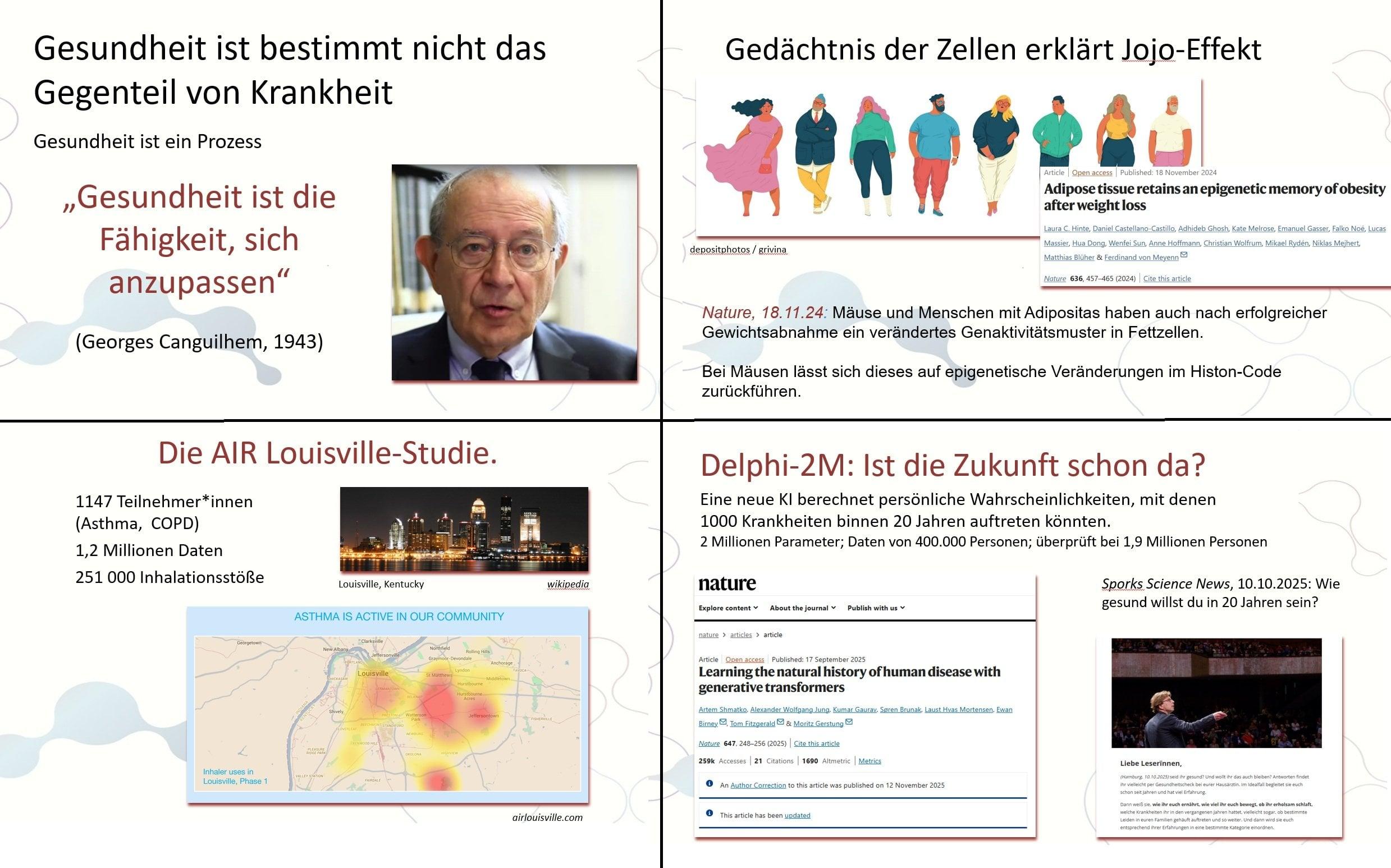 Folientitel: Gesundheit ist bestimmt nicht das Gegenteil von Krankheit. Gedächtnis der Zellen erklärt Jojo-Effekt. Die AIR-Louisville Studie. Delsphi 2M: Ist die Zukunft schon da?