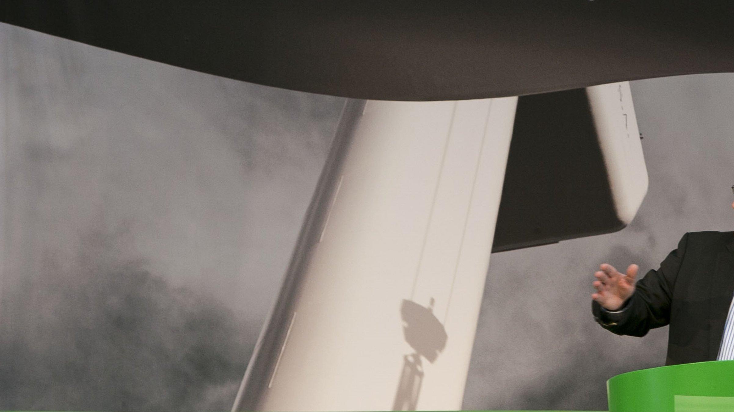 Oliver Krischer, stellvertretender Fraktionsvorsitzender der Grünen, auf einer Veranstaltung zur Energiewende 2014