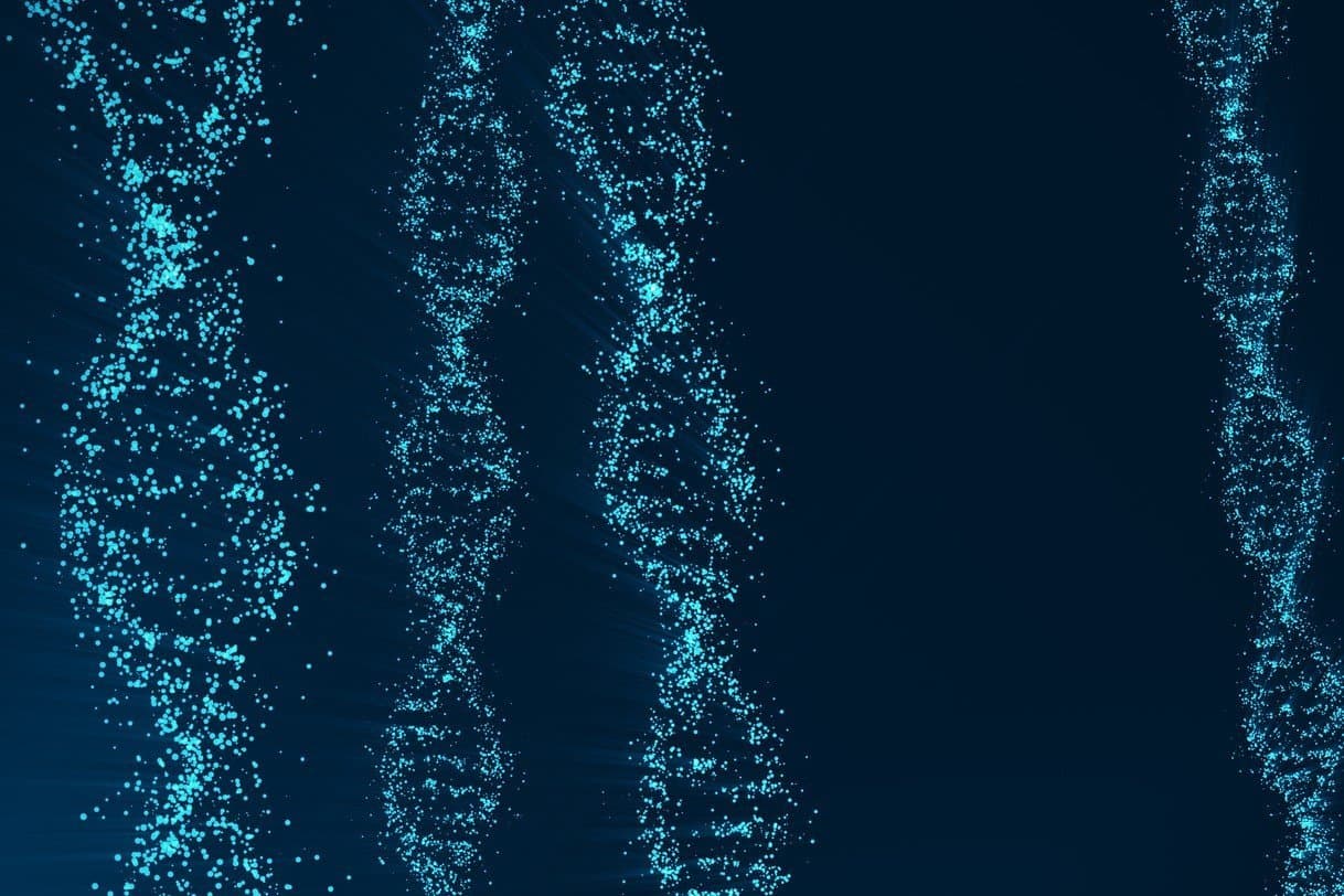 Symbolbild: verschiedenen lau eingefärbte  DNA-Stränge.