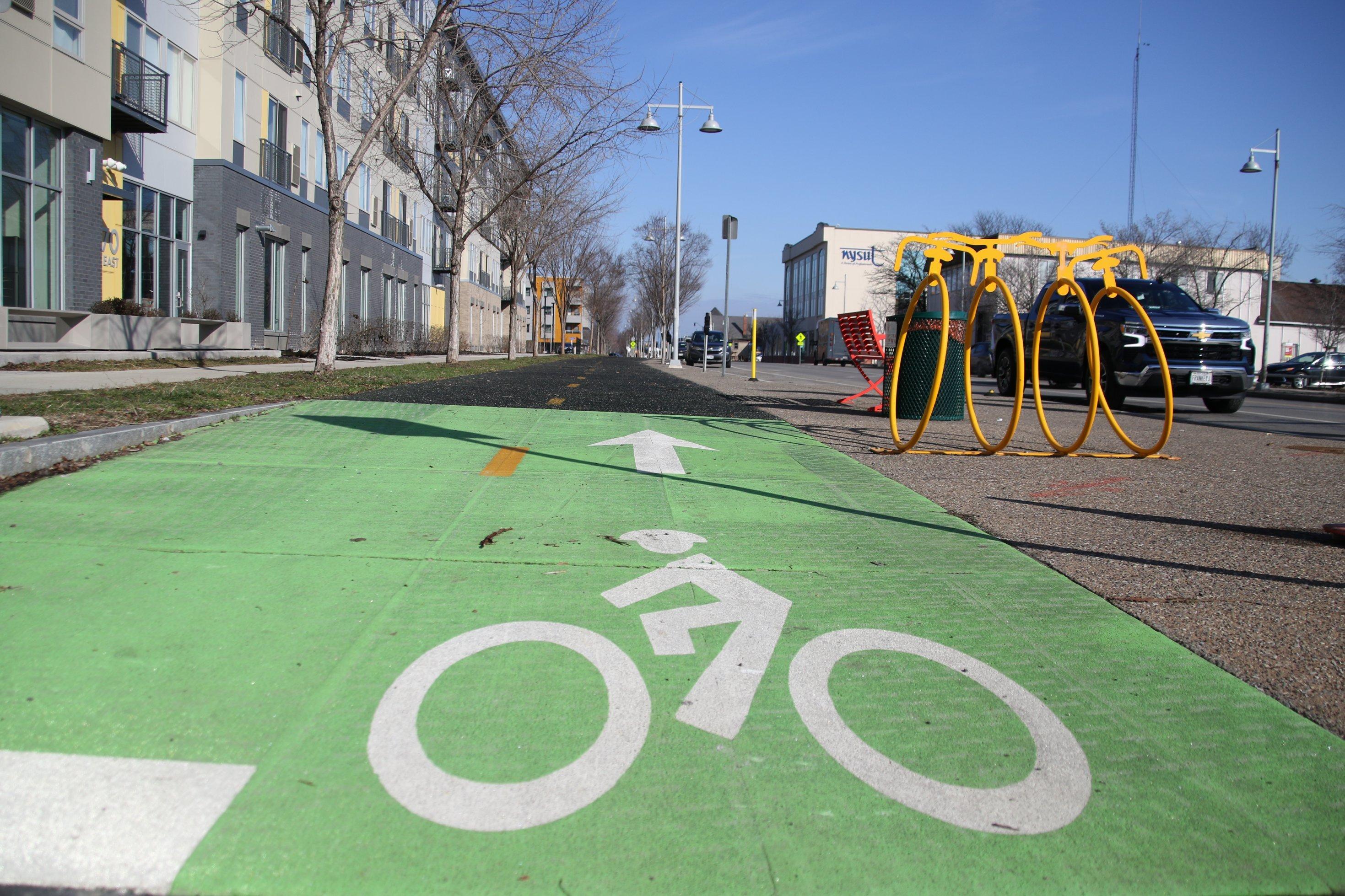 Radweg auf der South Union Street in Rochester
