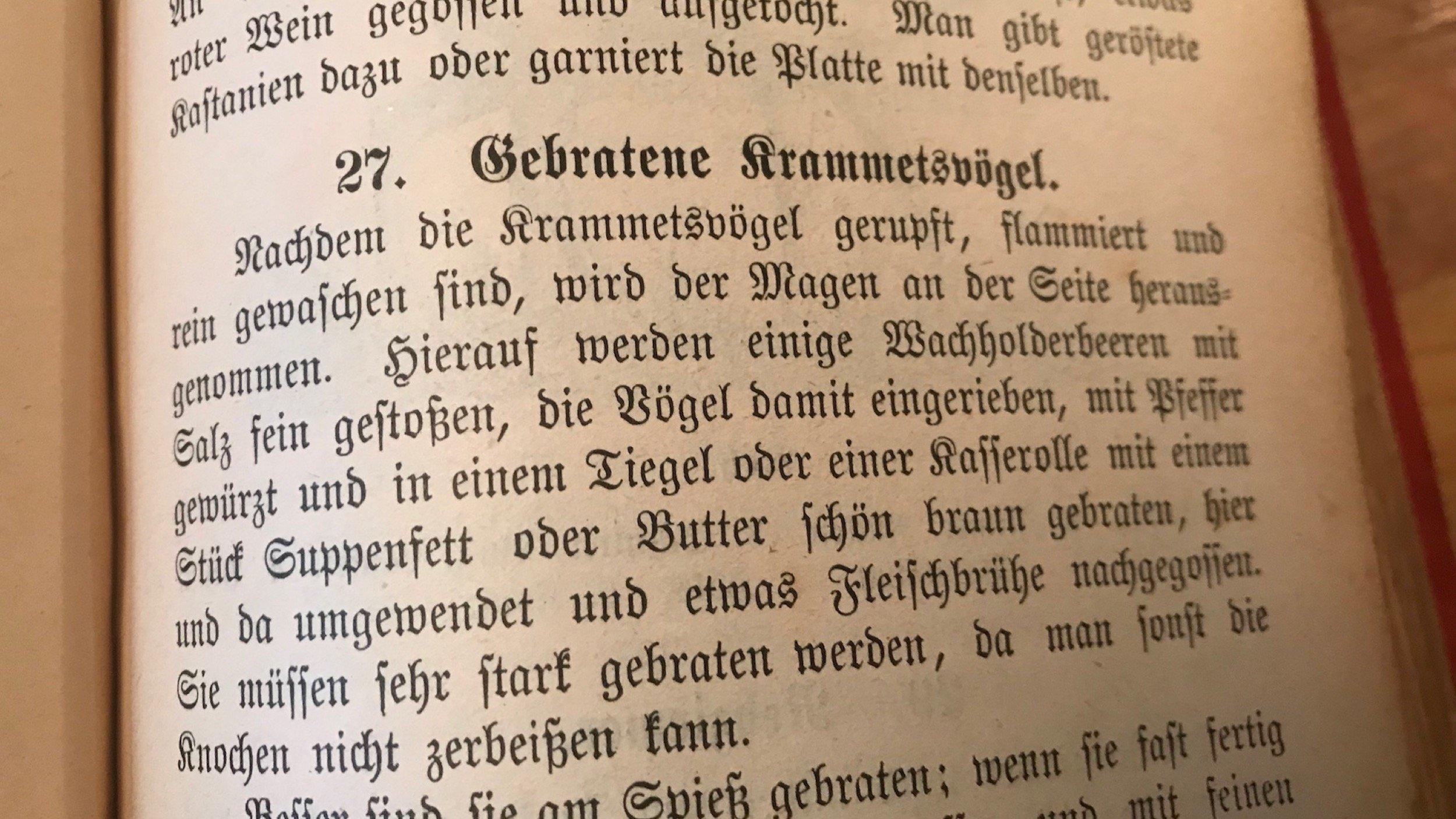 Ausschnitt aus dem Regensburger Kochbuchs von 1899.