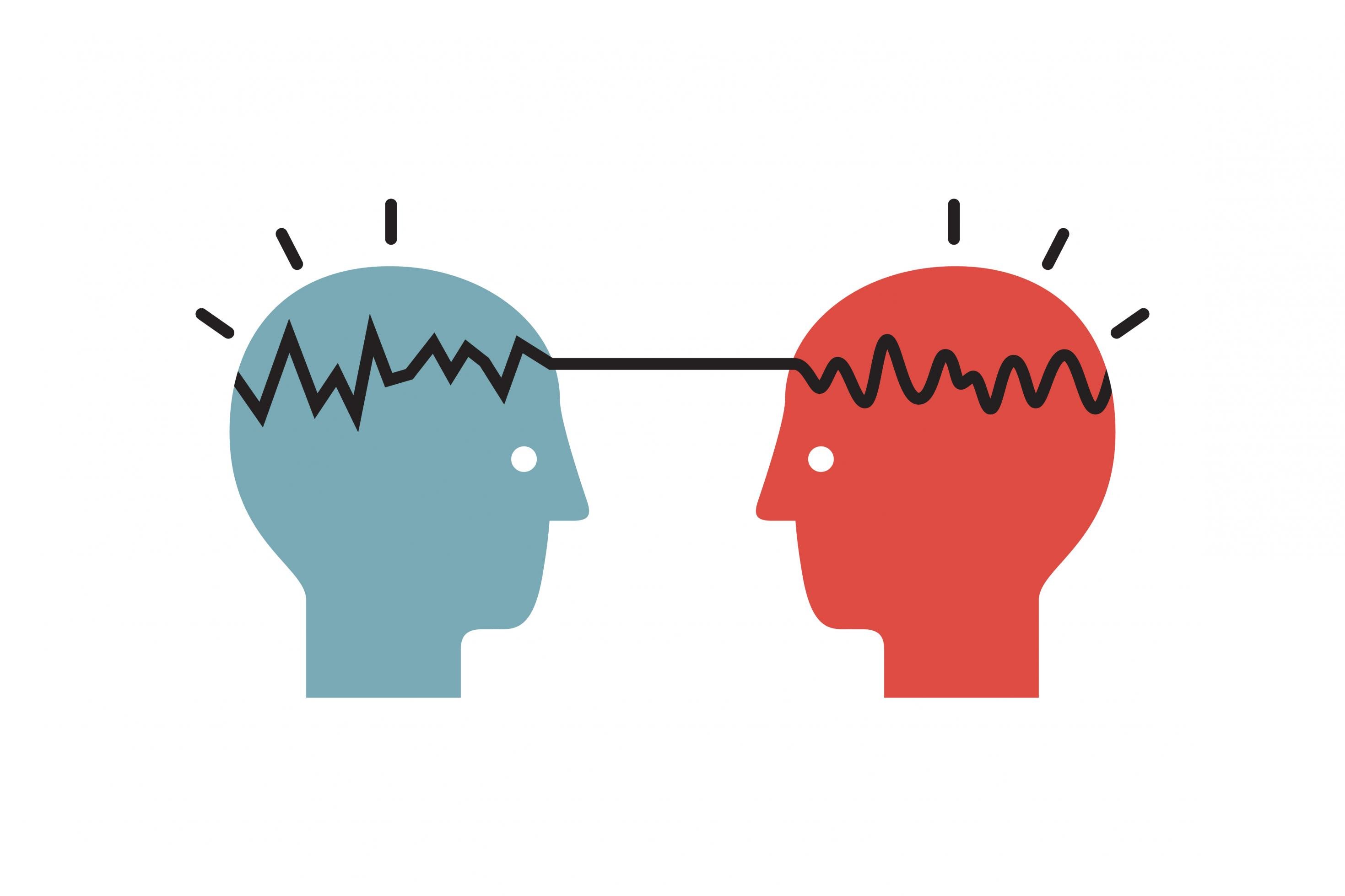 Zeichnung von männlichem und weiblichem Gehirn