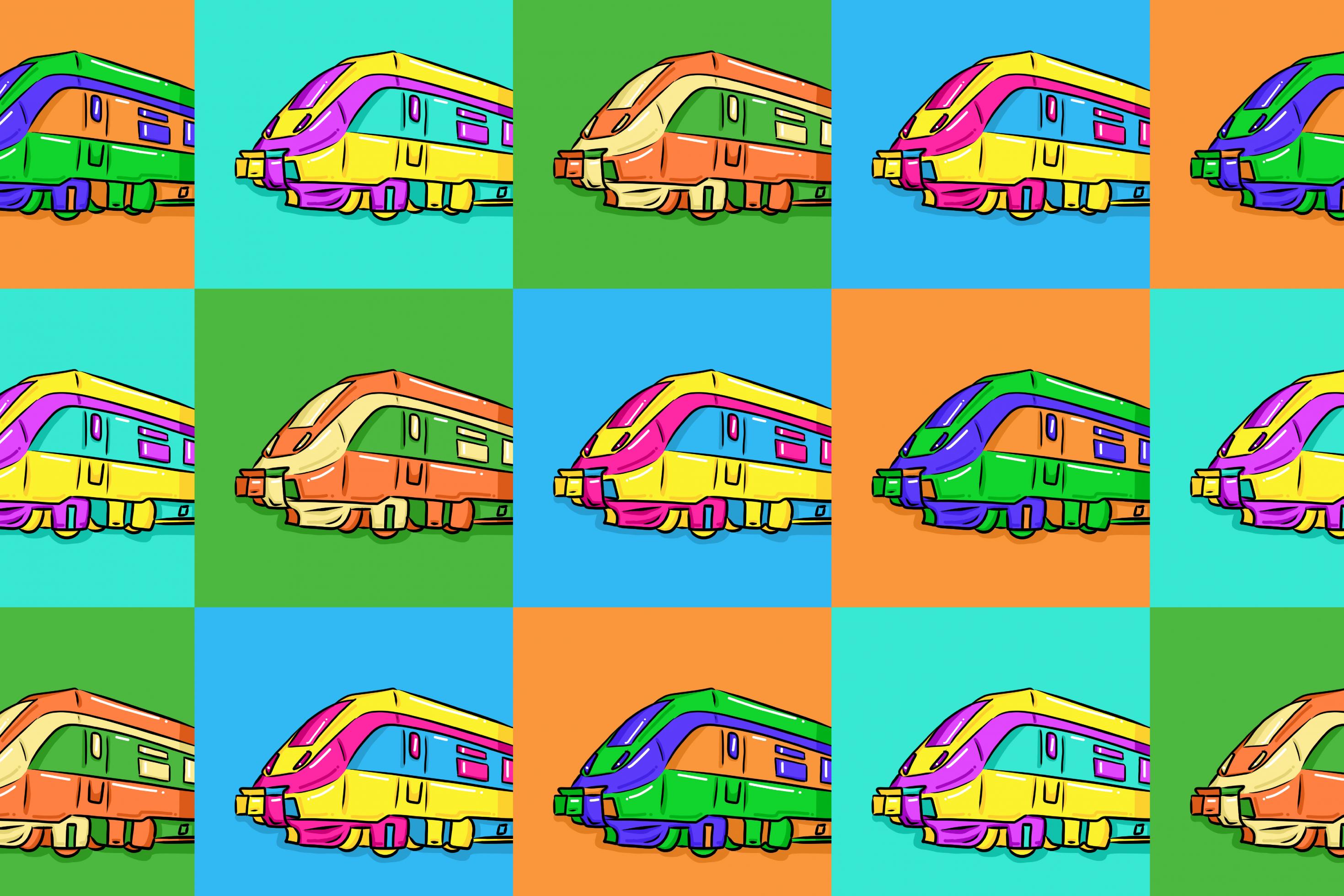 Züge im Warhol-Stil