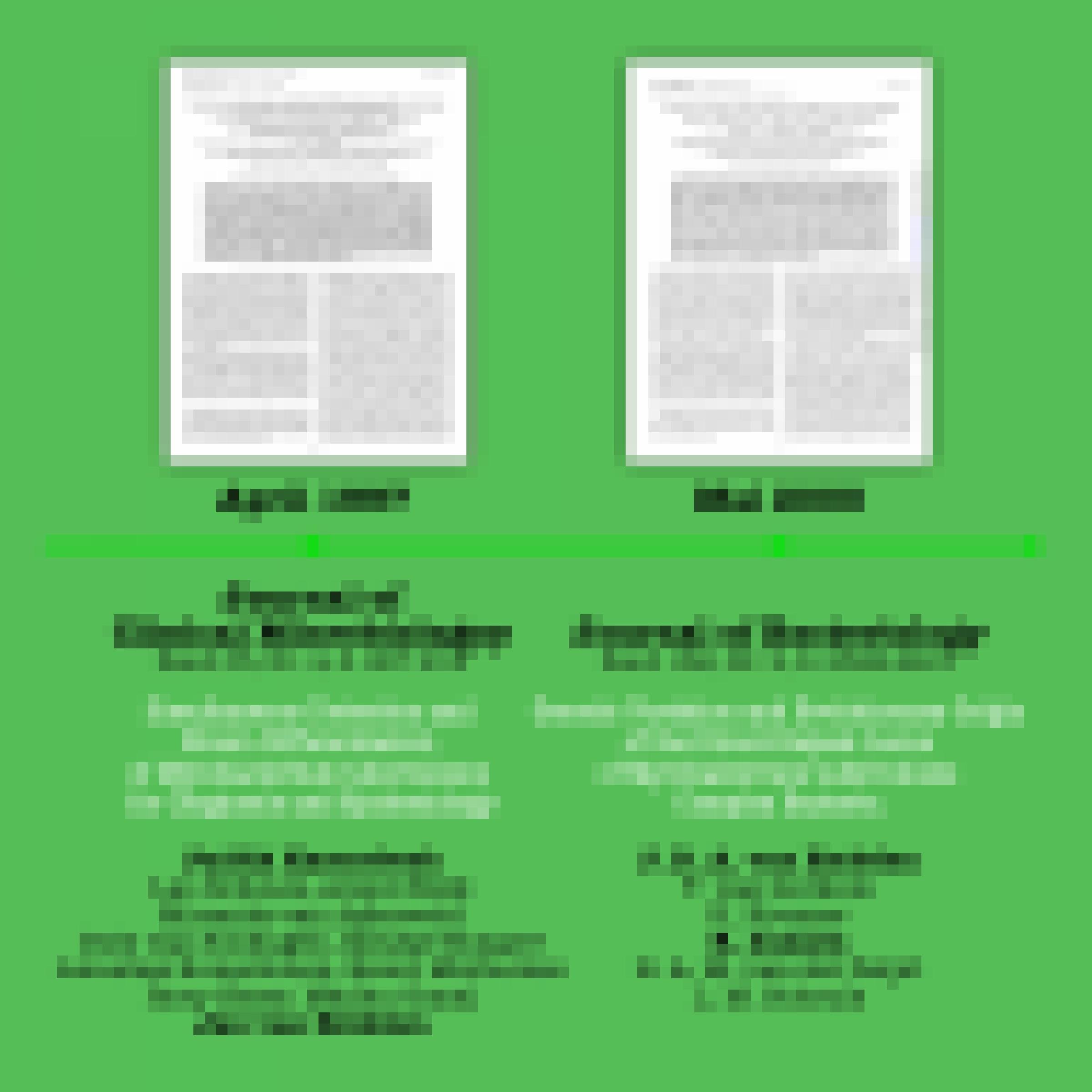 Zwei Fachartikel mit bibliographischen Angaben vor grünem Hintergrund.