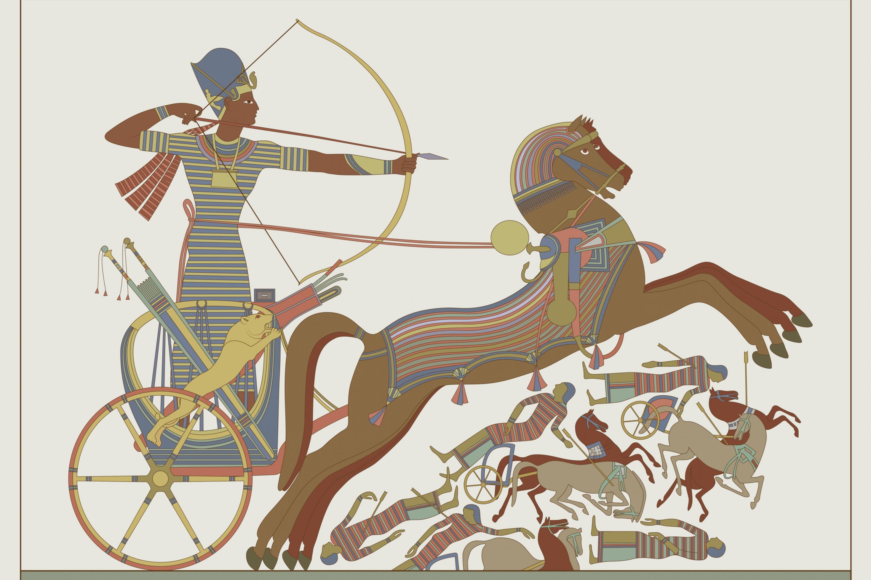 Das Fresko Zeigt Pharao Ramses in einer Schlacht.
