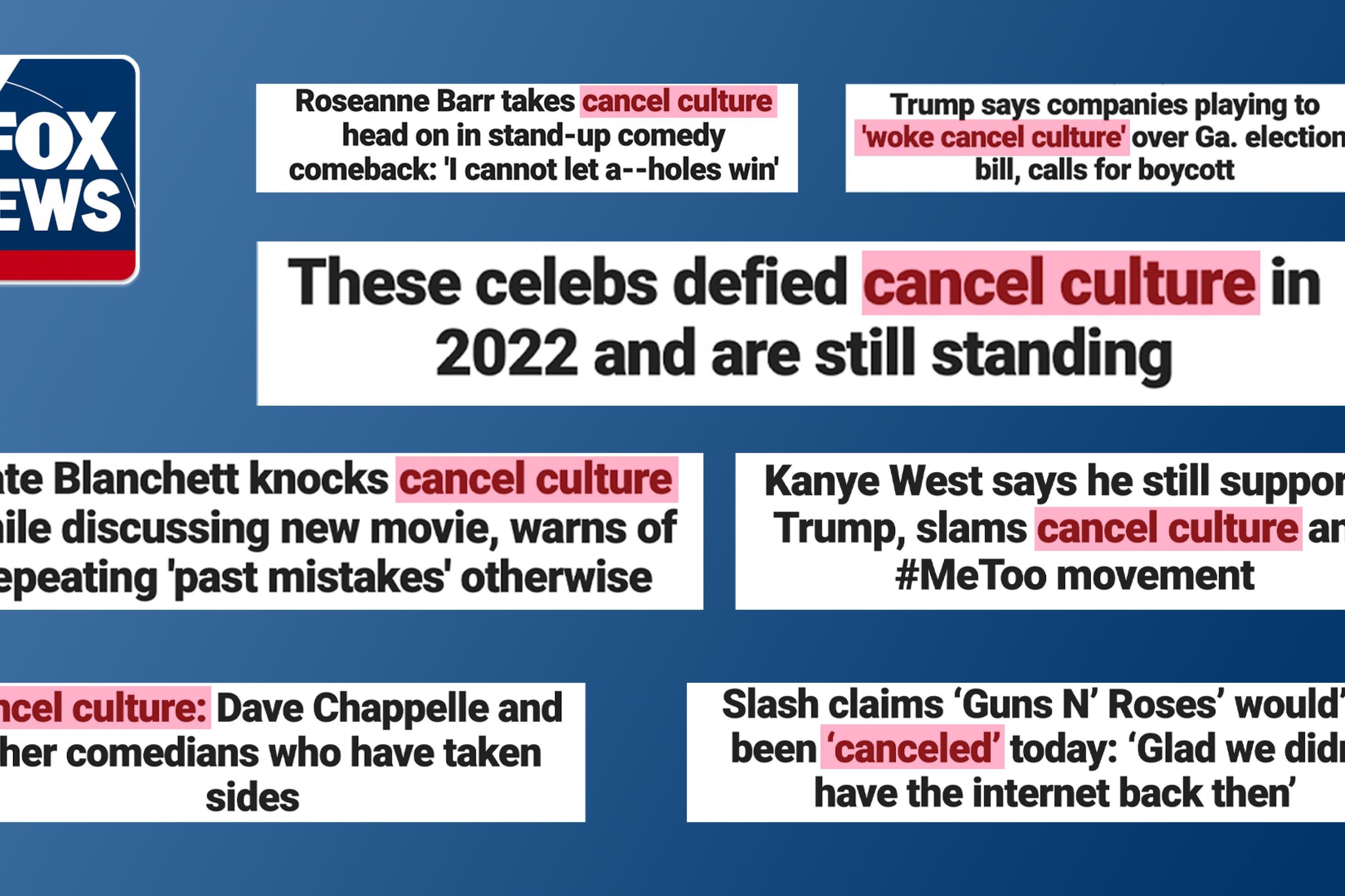 Cancel-Culture-Schlagzeilen von Fox News