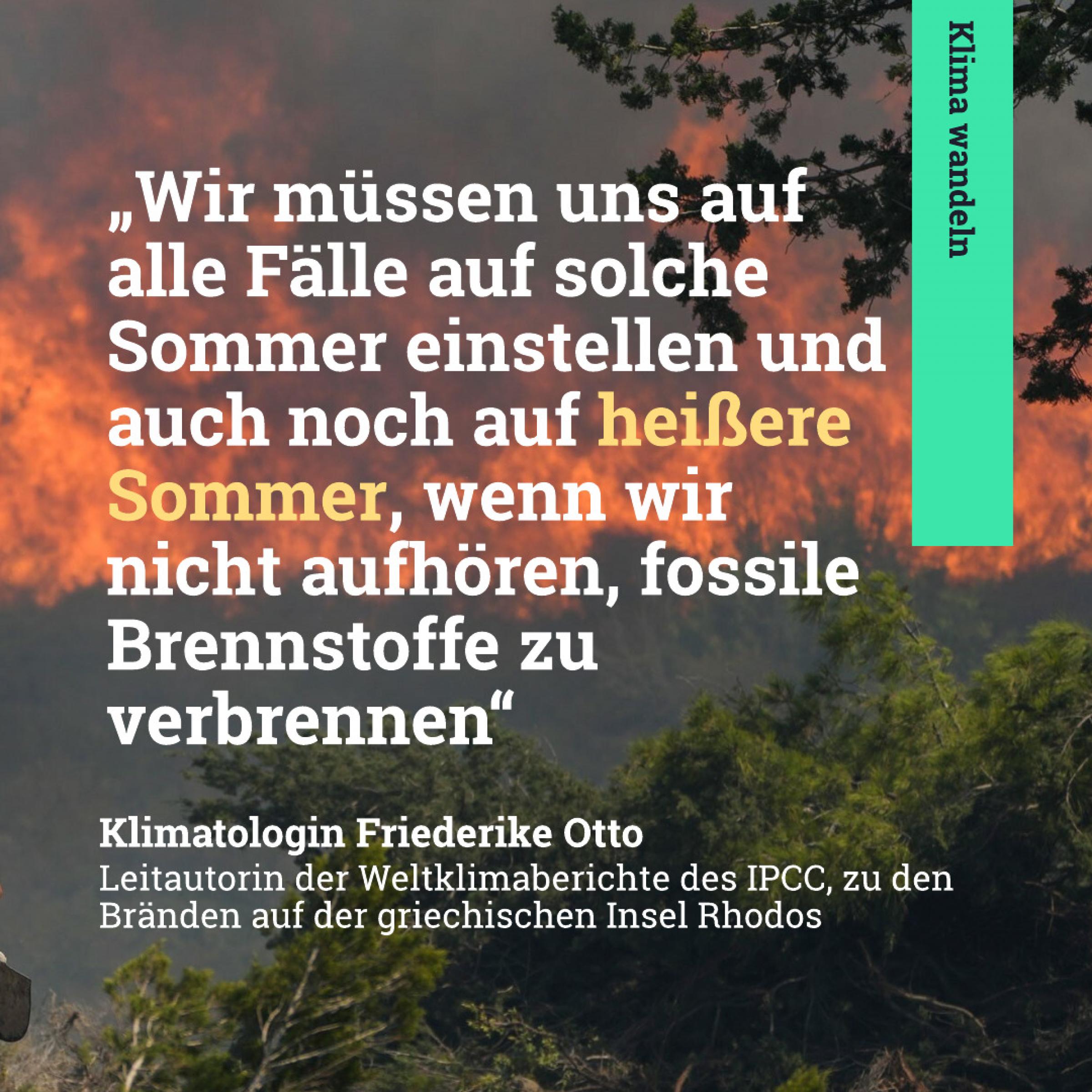 Wir müssen uns auf alle Fälle auf solche Sommer einstellen und auch noch auf heißere Sommer, wenn wir nicht aufhören, fossile Brennstoffe zu verbrennen. – Klimatologen Friederike Otto