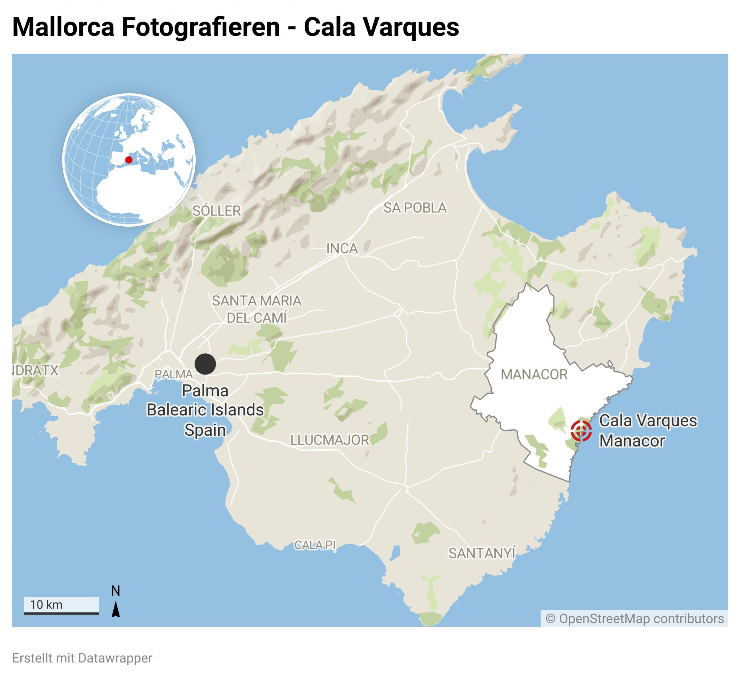 Übersichtskarte Mallorca mit Cala Varques