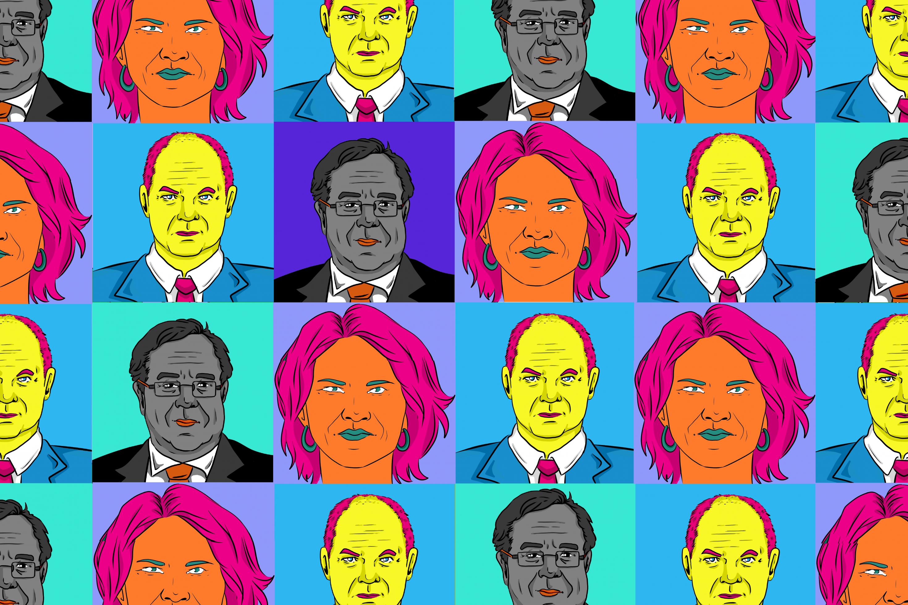 eine Collage von Menschen mit unterschiedlich farbigem Haar [AI]