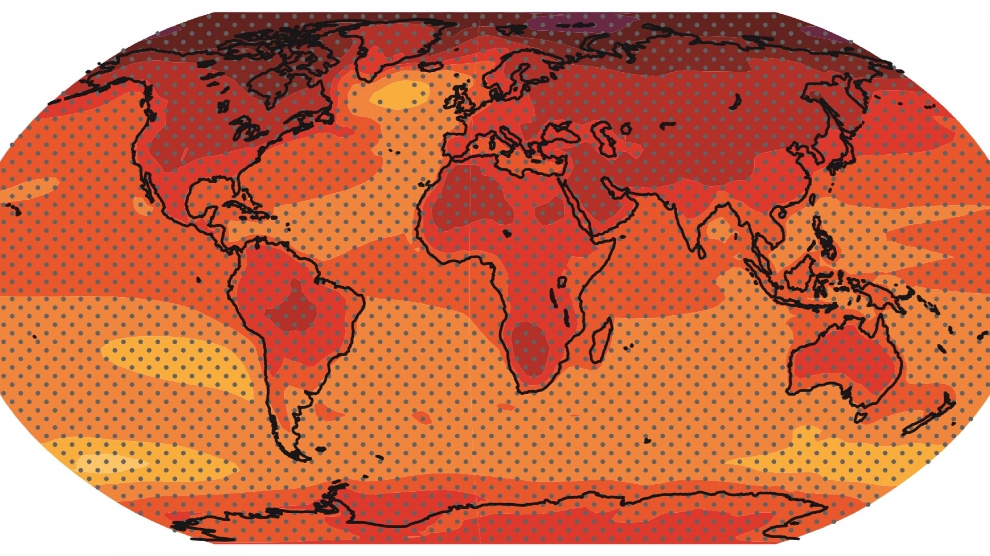 Die Erwärmung der Erde im 21. Jahrhundert – simuliert unter der Voraussetzung, dass sich die Emissionen weiter entwickeln wie bisher. (Quelle: IPCC)