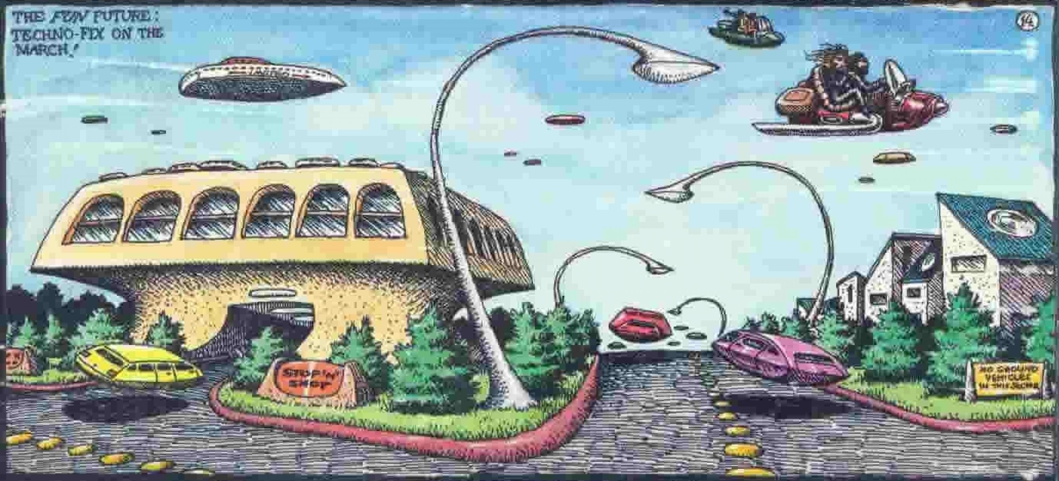Das zweite Zukunftsszenario von Robert Crumb: die technisierte Fun Future.
