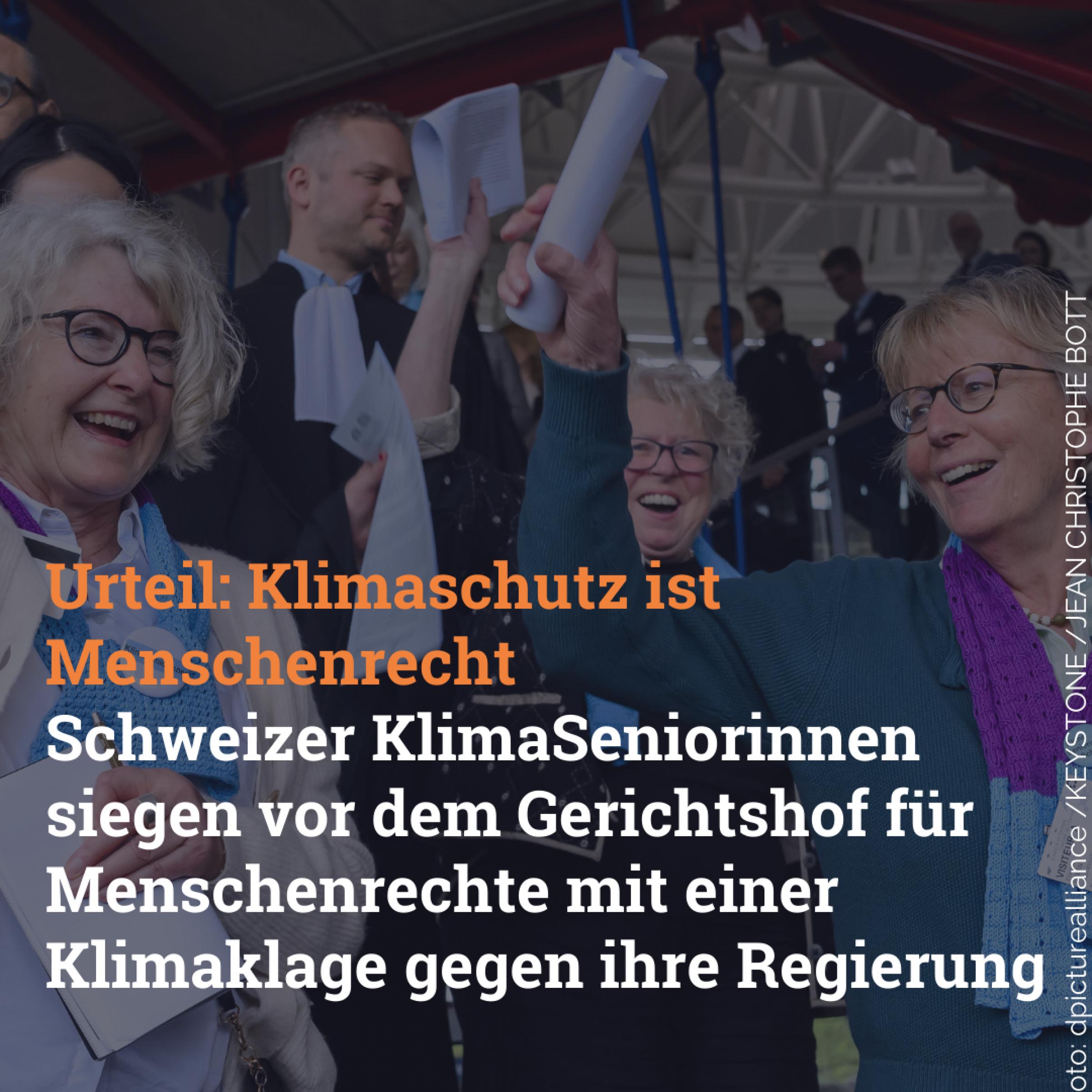 Die Schweizer KlimaSeniorinnen jubeln, denn sie haben vor dem Gerichtshif für Menschenrechte gesiegt.