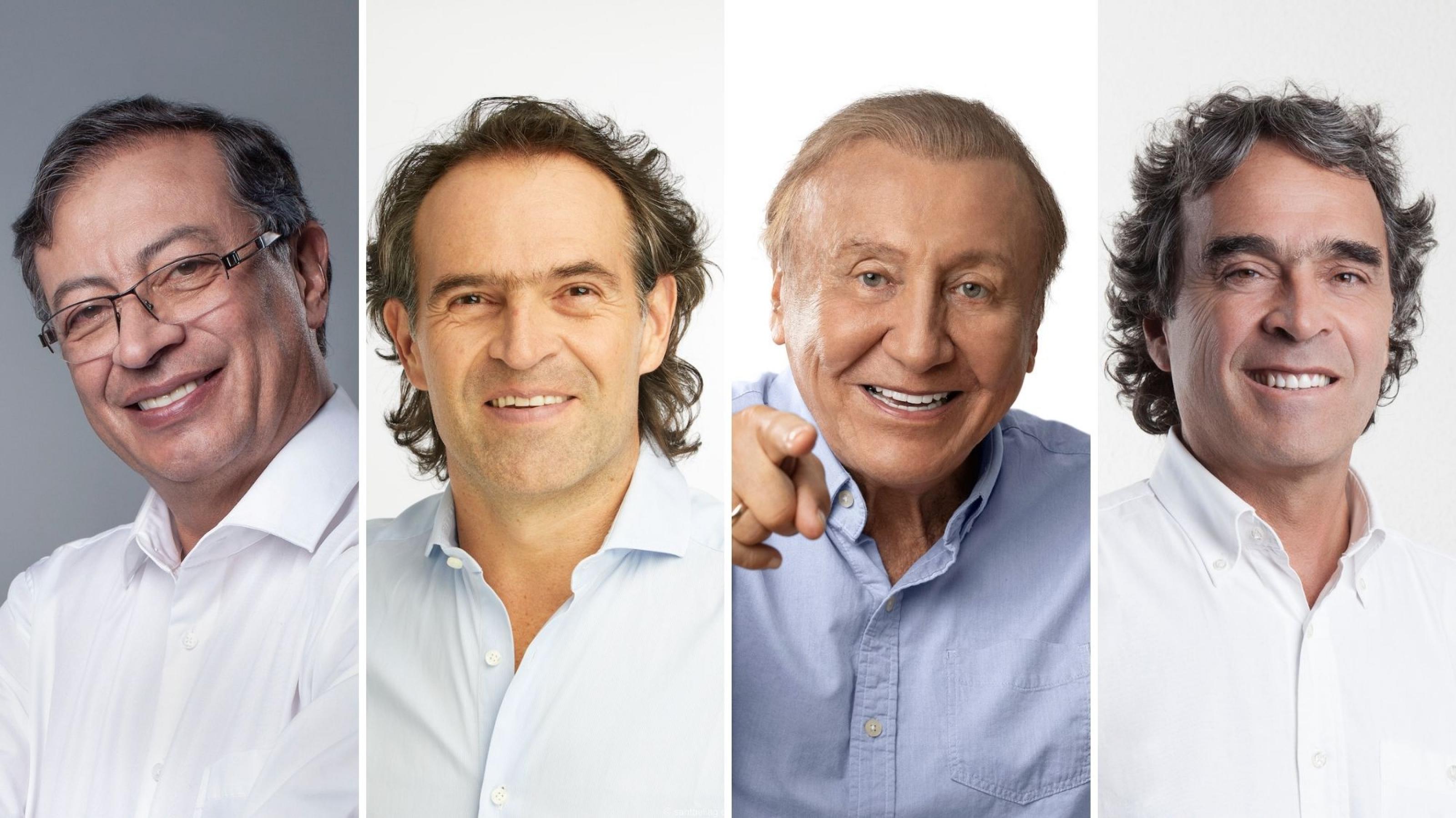 Collage mit vier relativ hellhäutigen Männern zwischen 47 und 77 Jahren, alle im weißen Hemd, aber unterschiedlich viel Haar.
