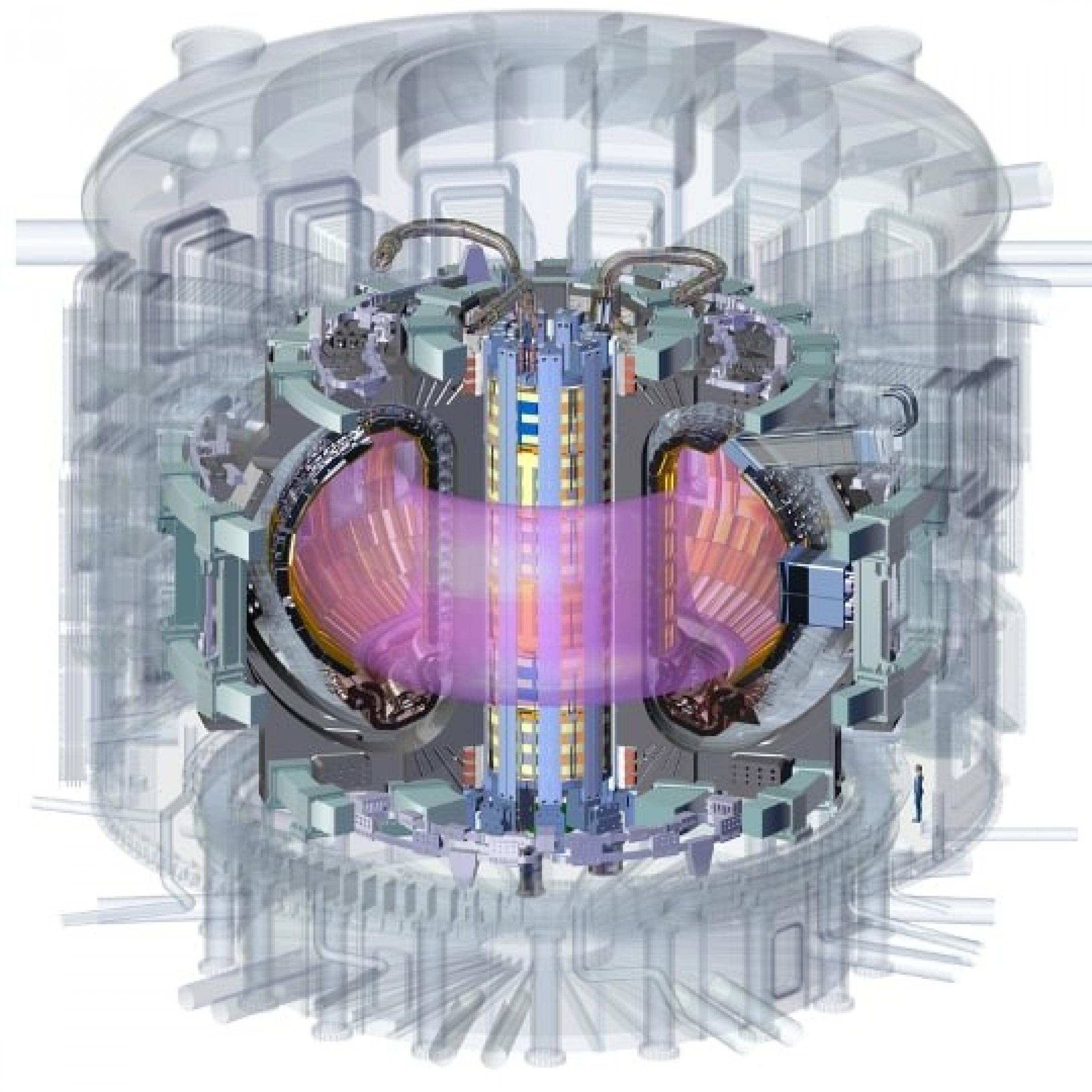 Skizze des Reaktorgefäßes des Fusionsreaktors ITER im südfranzösischen Caradache.