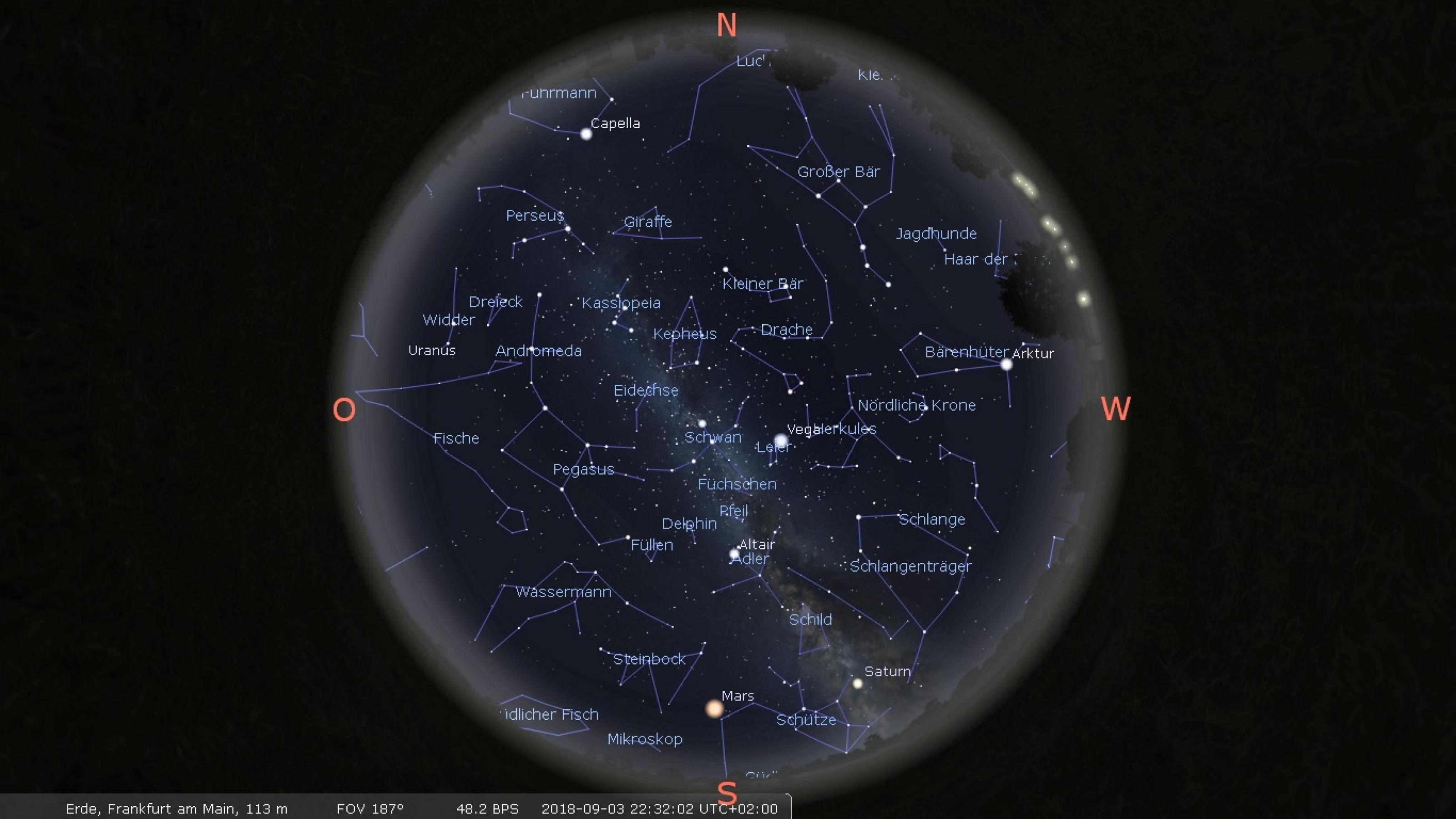 Ein Screenshot einer Karte des Nachthimmels [AI]