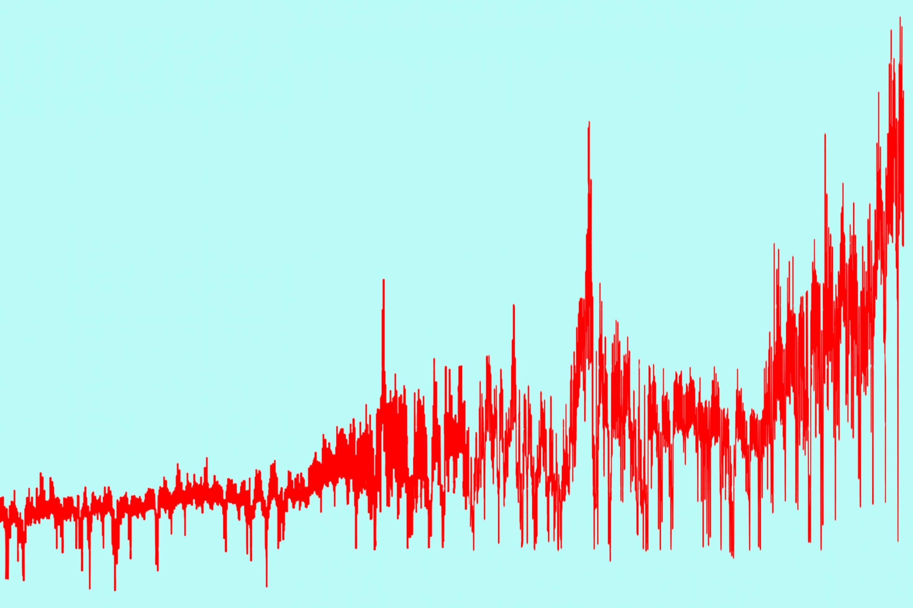 Die Kurve der Strompreise steht als rote Linie auf einem hellblauen Fonds. Einheiten oder Skalen sind nicht angegeben, da es sich um ein illustratives Bild handelt.
