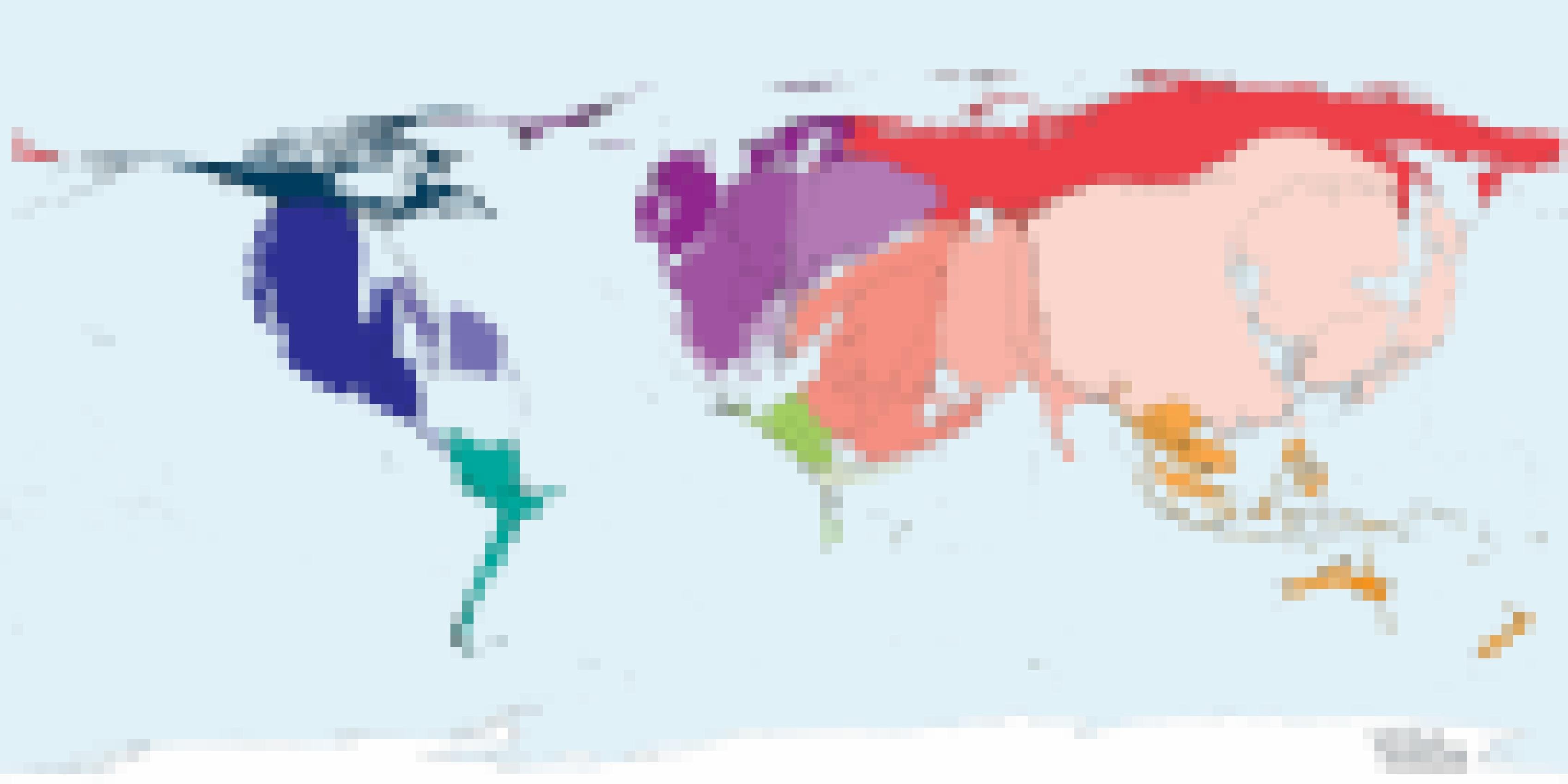 eine Karte mit verschiedenen Farben der Welt [AI]