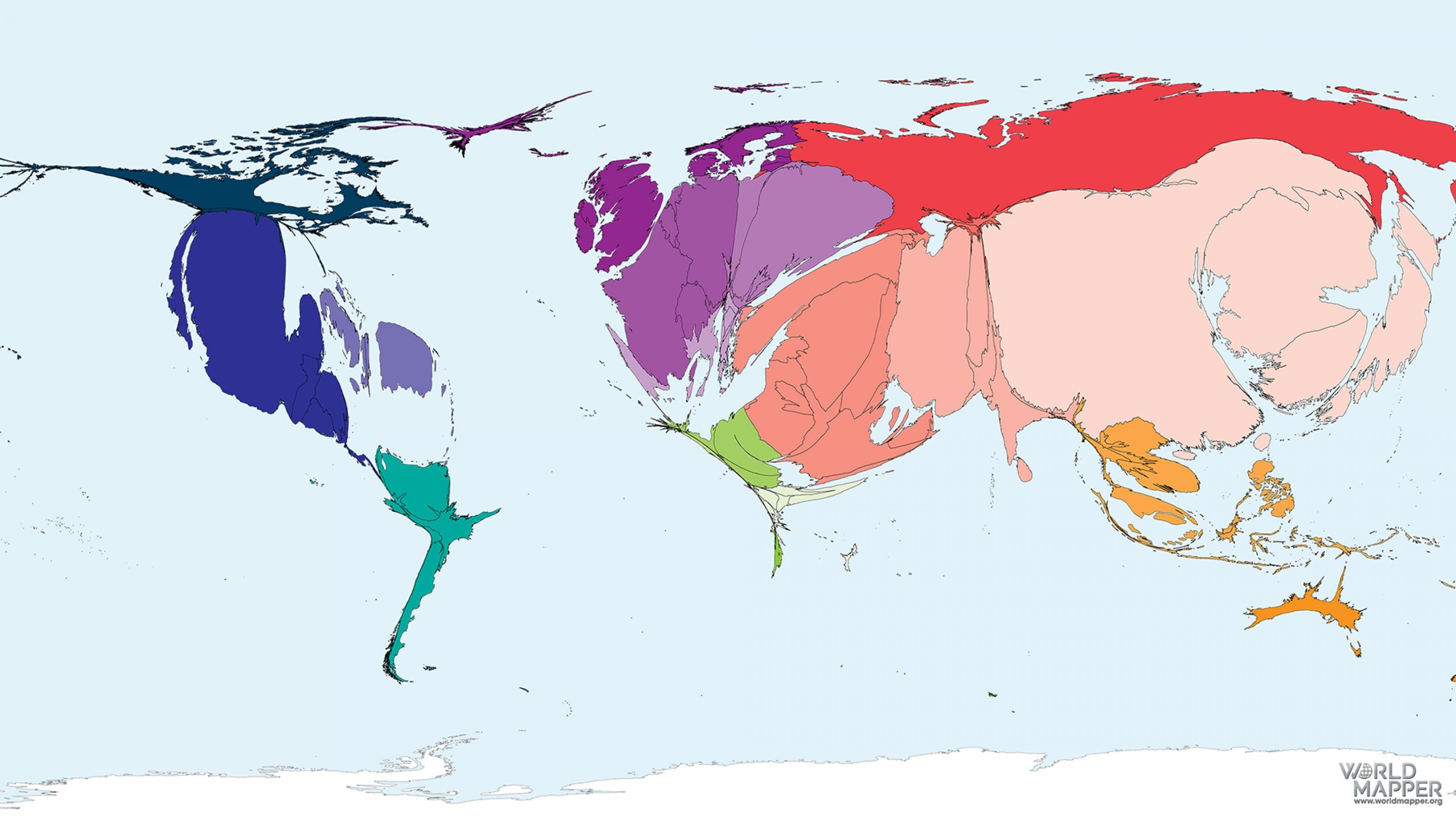 eine Karte mit verschiedenen Farben der Welt [AI]