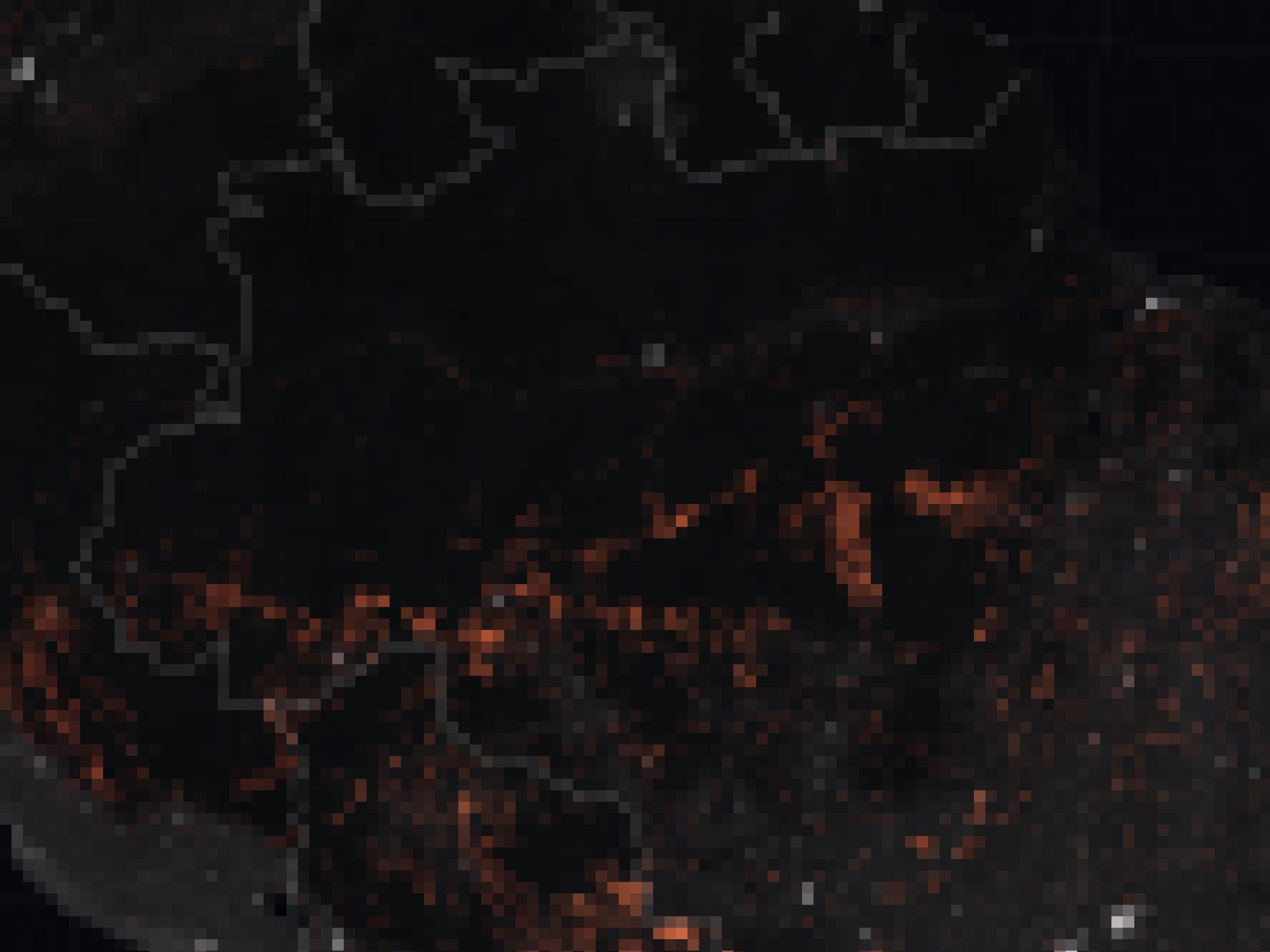 Eine Karte auf der die Waldbrände im Amazonasgebiet zwischen 15. und 22. August 2019 eingezeichnet sind.