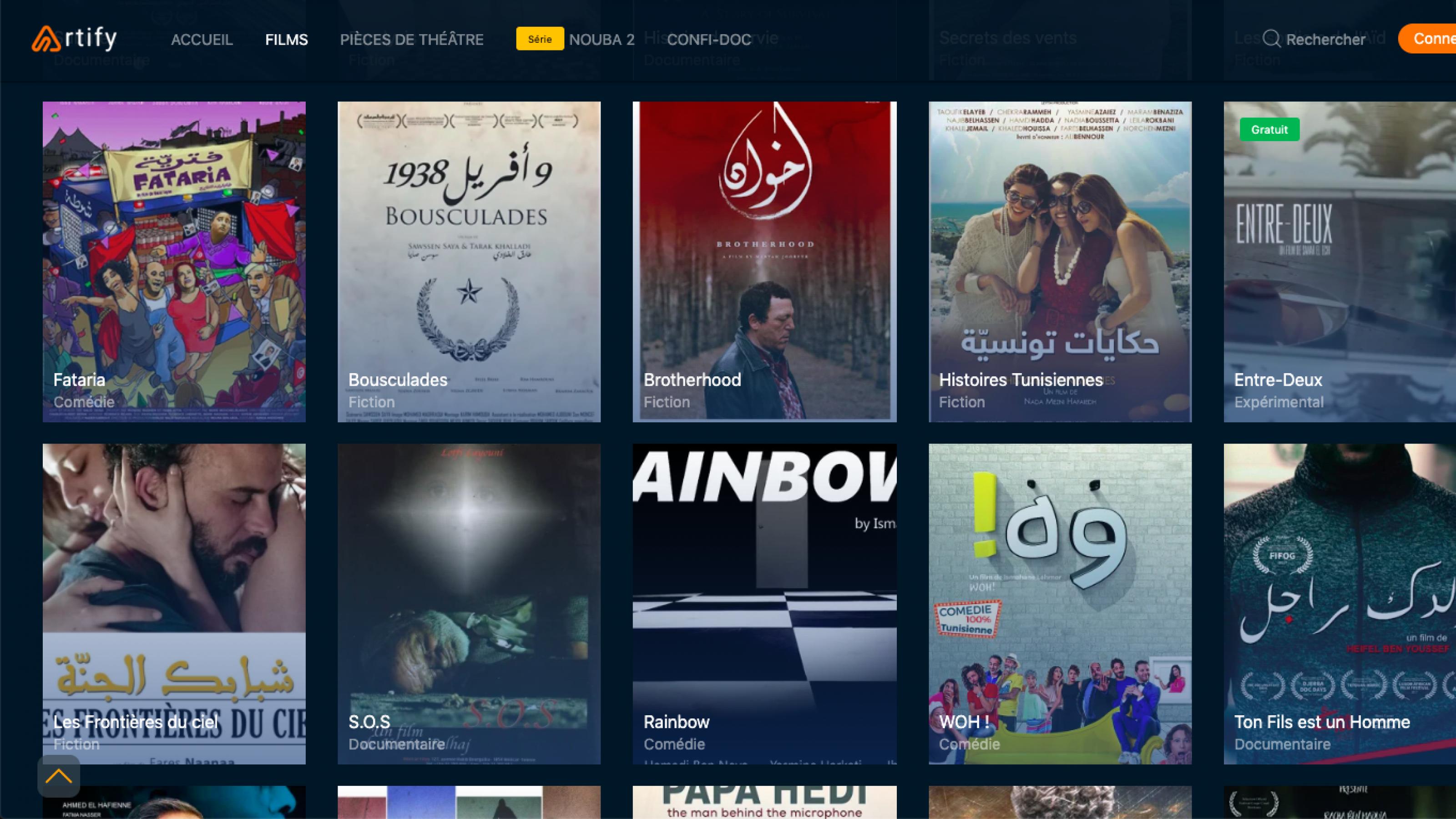 Screenshot der tunesischen Streaming-Plattform Artify