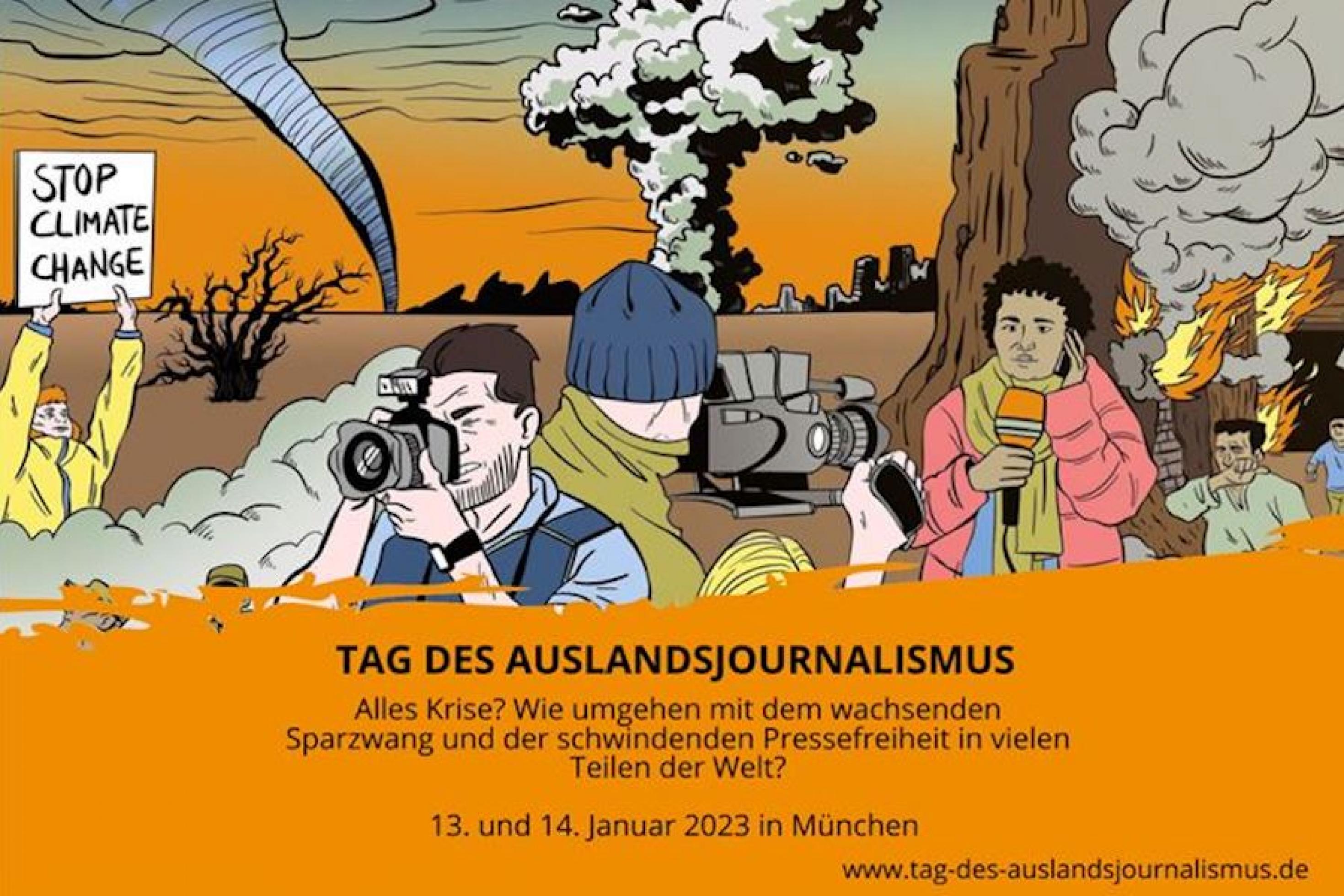 Poster mit Ankündigung für den „Tag des Auslandsjournalismus“
