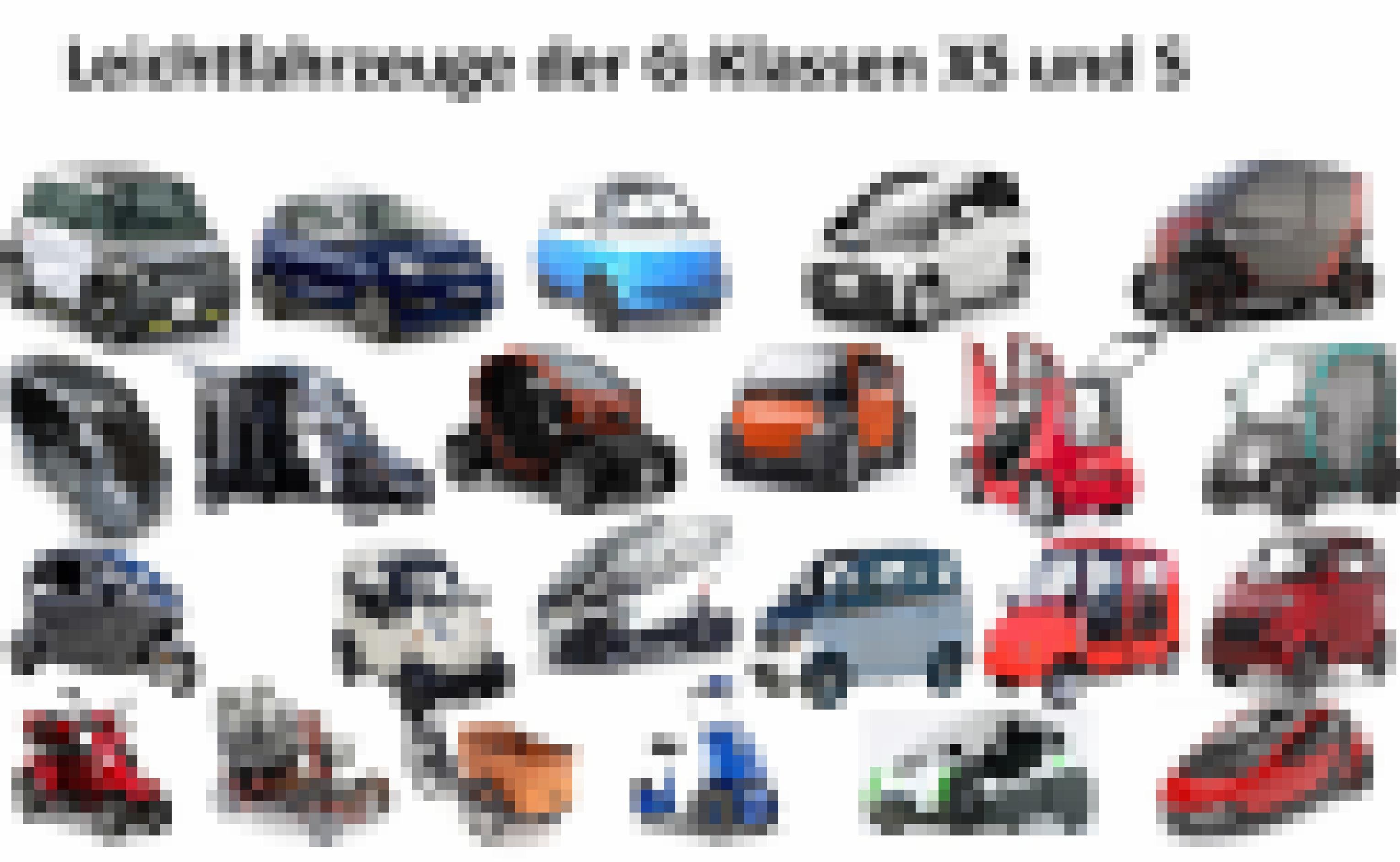 Das Schaubild zeigt 23 verschiedene Fahrzeuge mit drei oder vier Rädern