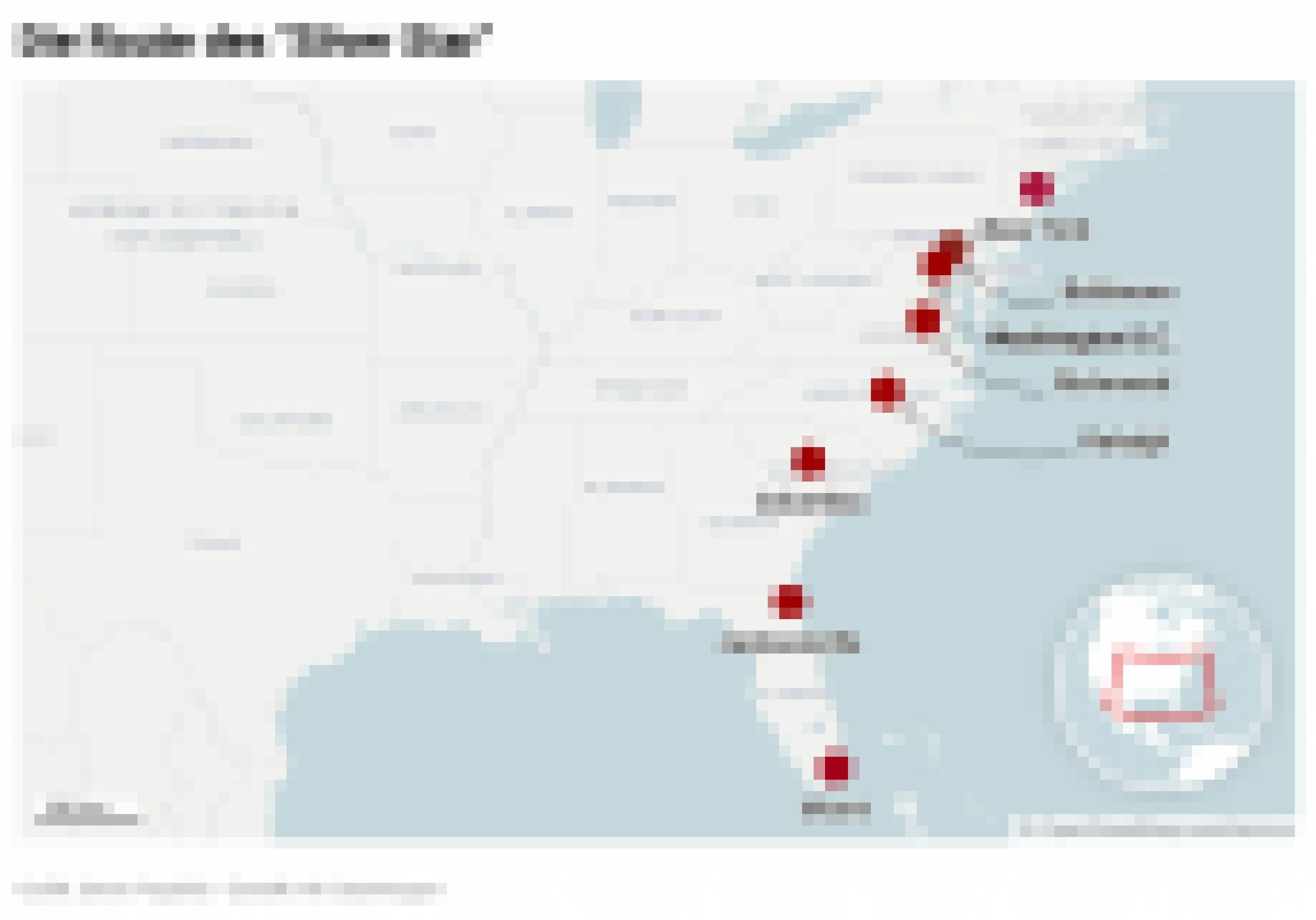 Landkarte zeigt Streckenverlauf des Silver-Star-Zuges an der amerikanischen Ostküste