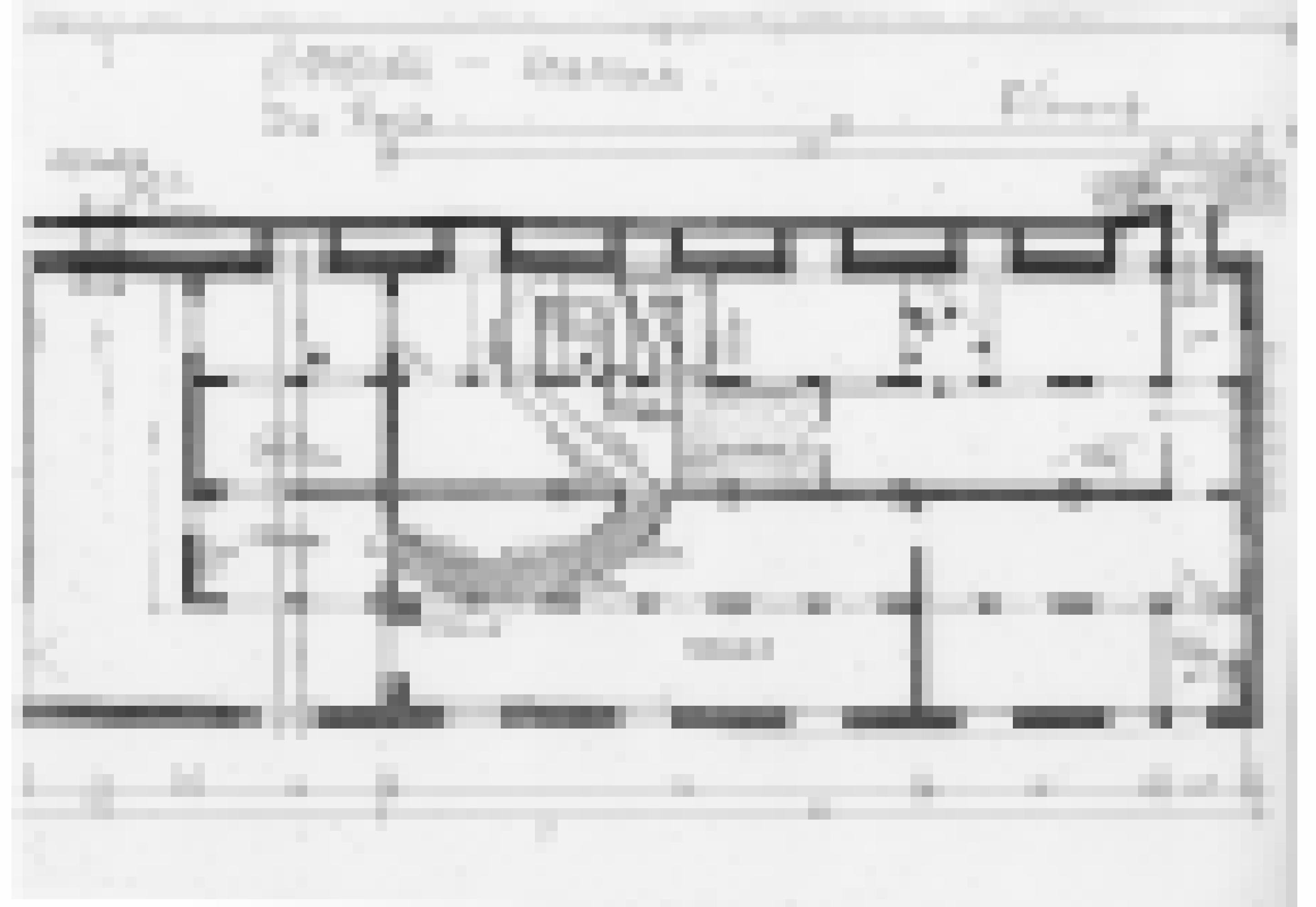 Grundriss der performativen Installation „Hamburg – Spanien. Die Reise“ von Bettina Munk, die sie 1988 auf dem Gelände des Görlitzer Bahnhofs in West-Berlin realisiert hat.