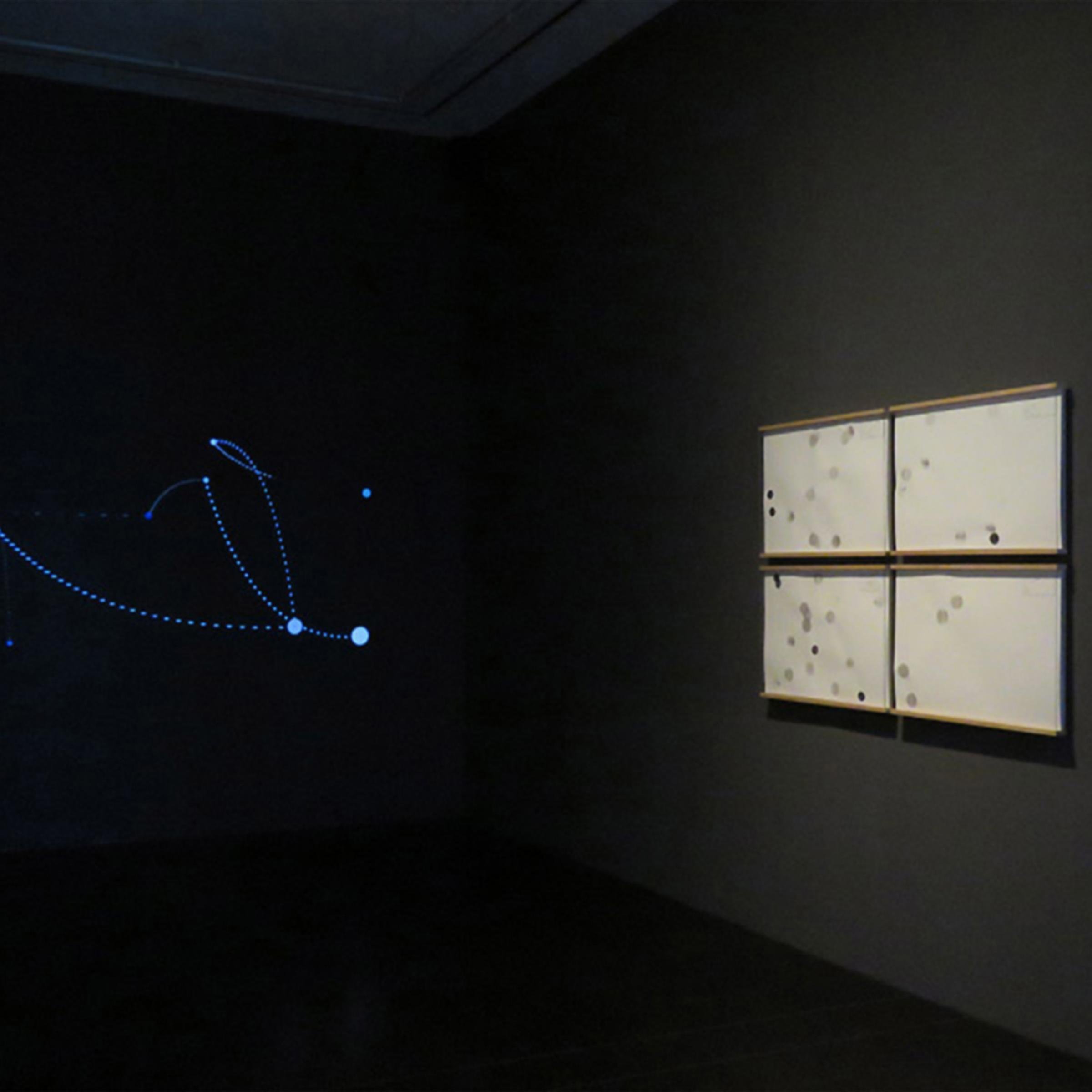 Installation ORIGIN Computer animation und Drawing Series Planetesimale P_1, Drawing Rooms Hamburger Kunsthalle 2016