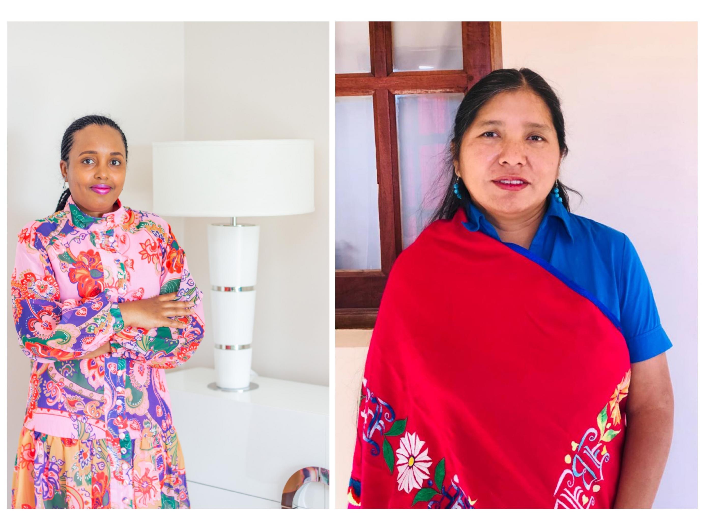 Zwei indigene Vertreterinnen aus Kamerun und Argentinien