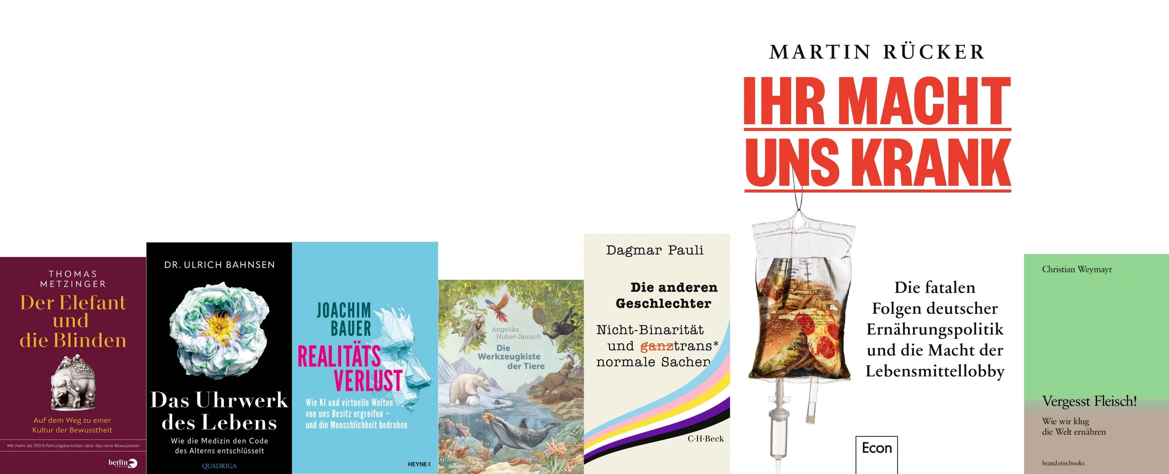 Mehrerer Buchcover nebveneinander. Hervorgehoben ist das Buch „Ihr macht uns krannk“.