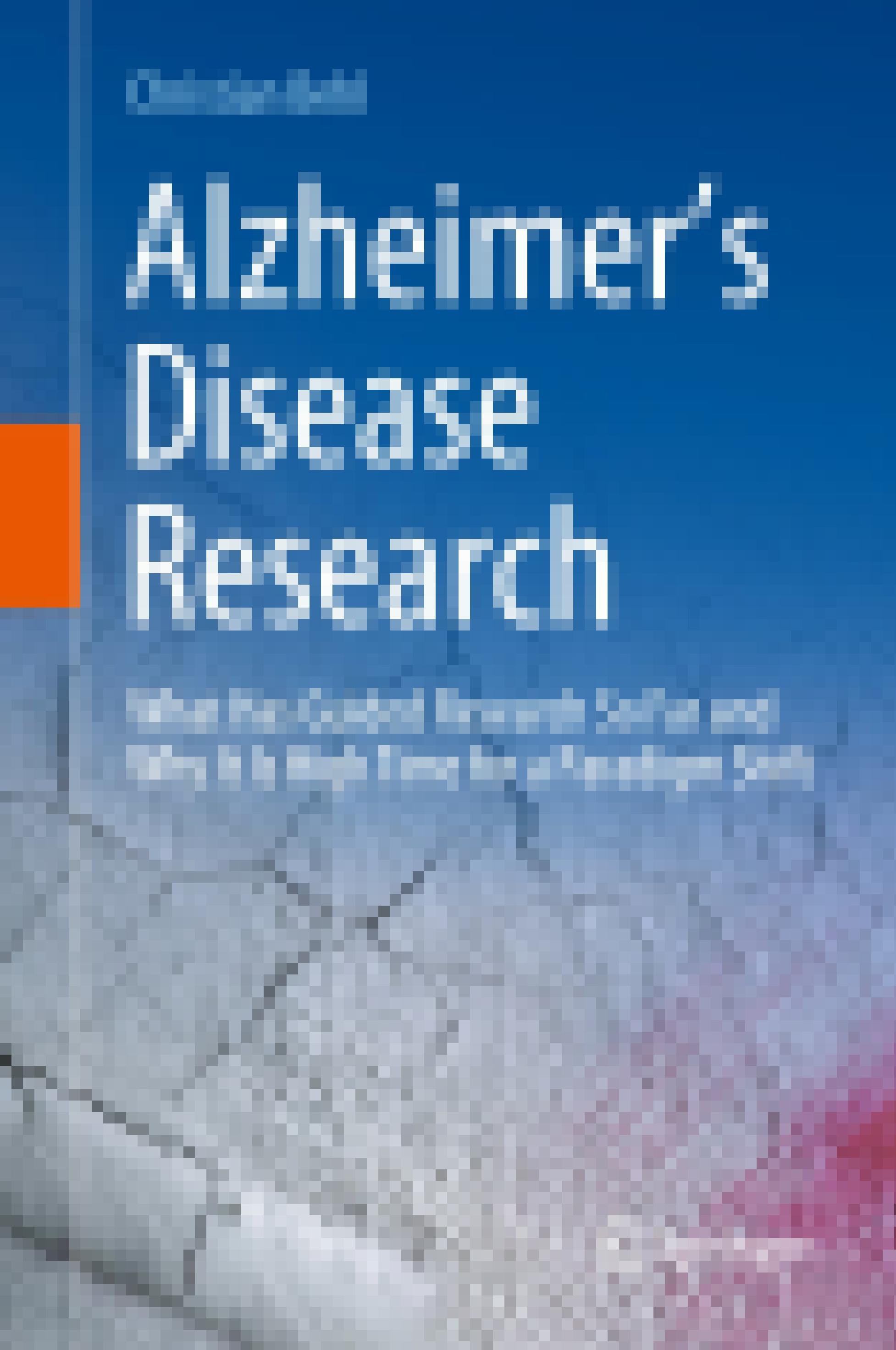 Das Foto zeigt ein Buch-Cover, weiße Schrift auf blauem Hintergrund, das Alzheimer-Buch von Christian Behl.