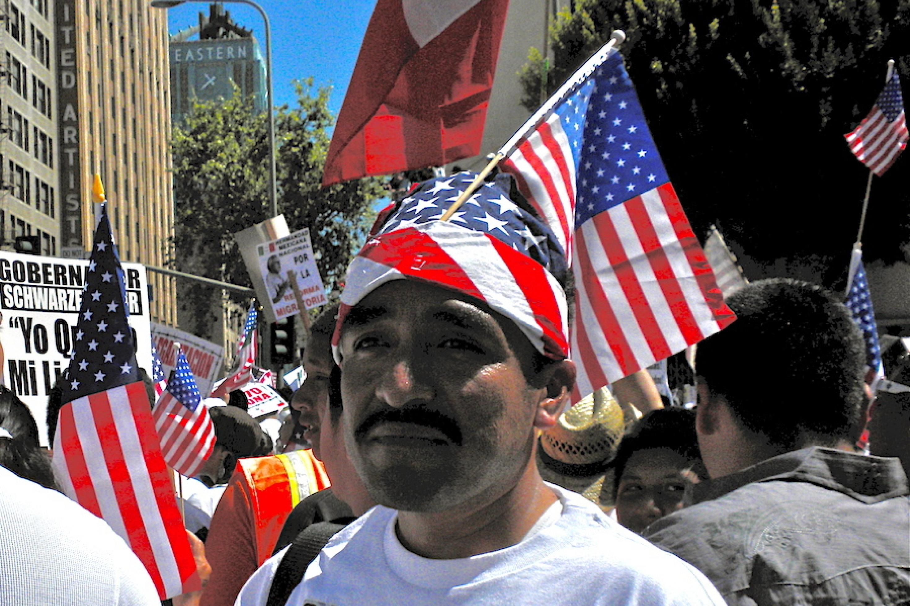 Lateinamerikaner bei Demonstration in Kalifornien.