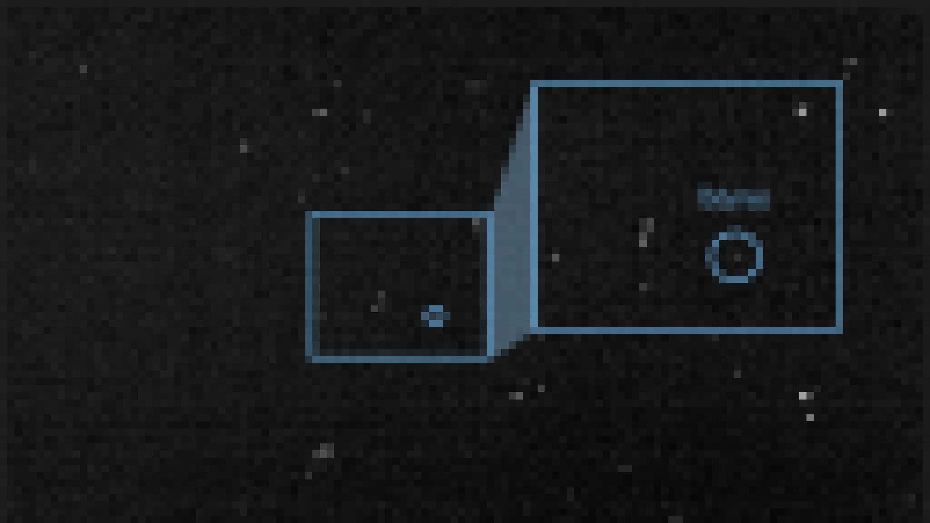 Ein winziger Punkt vor Sternenhintegrund, mit blauem Kasten vergrößert, markiert als „Didymos“.