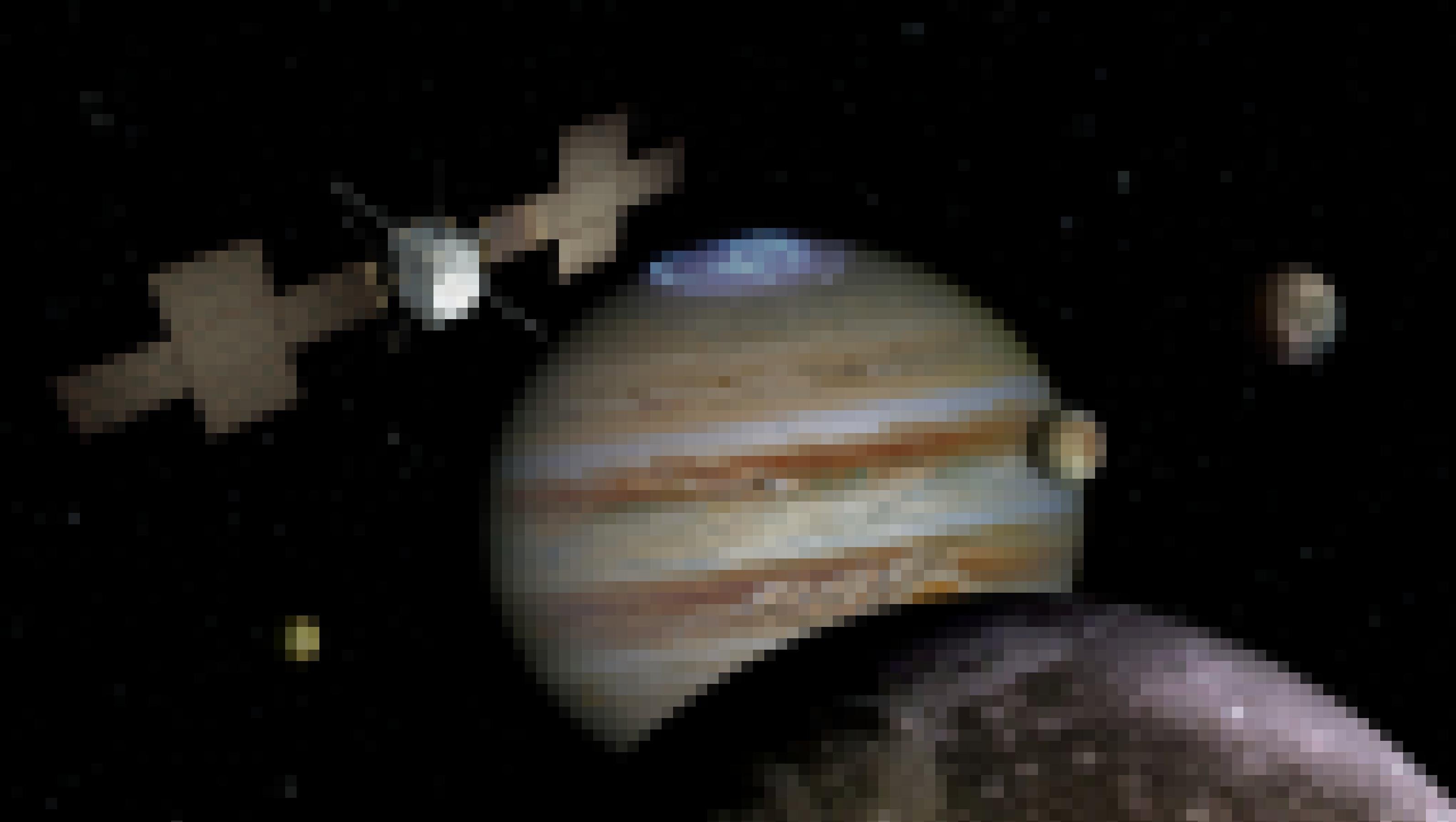 Eine Illustration der Juice-Raumsonde von der europäischen Raumfahrtbehörde ESA am Jupiter und seinen Monden.