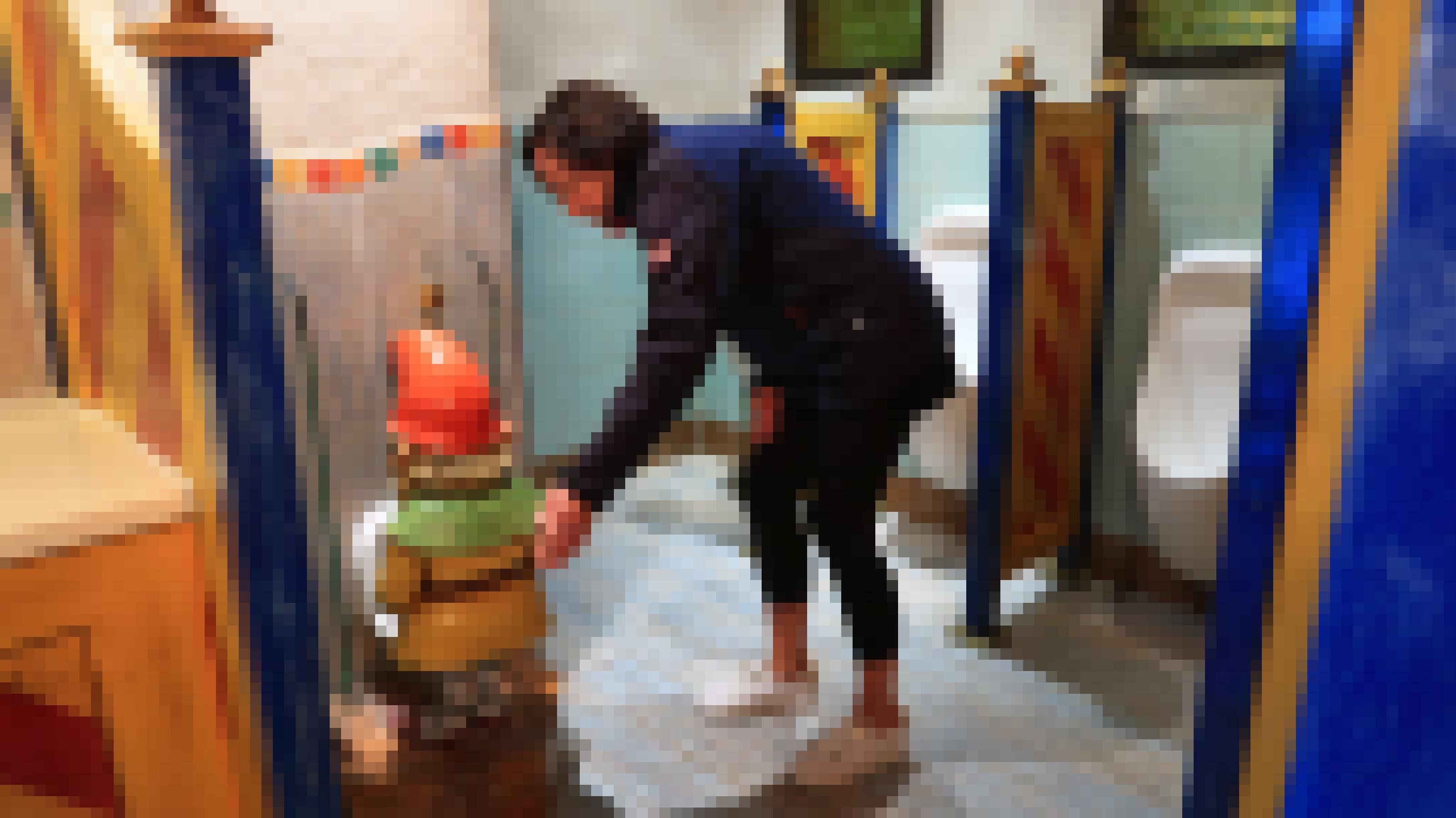 Reinigungsfrau kontrolliert WC im Europa-Park.