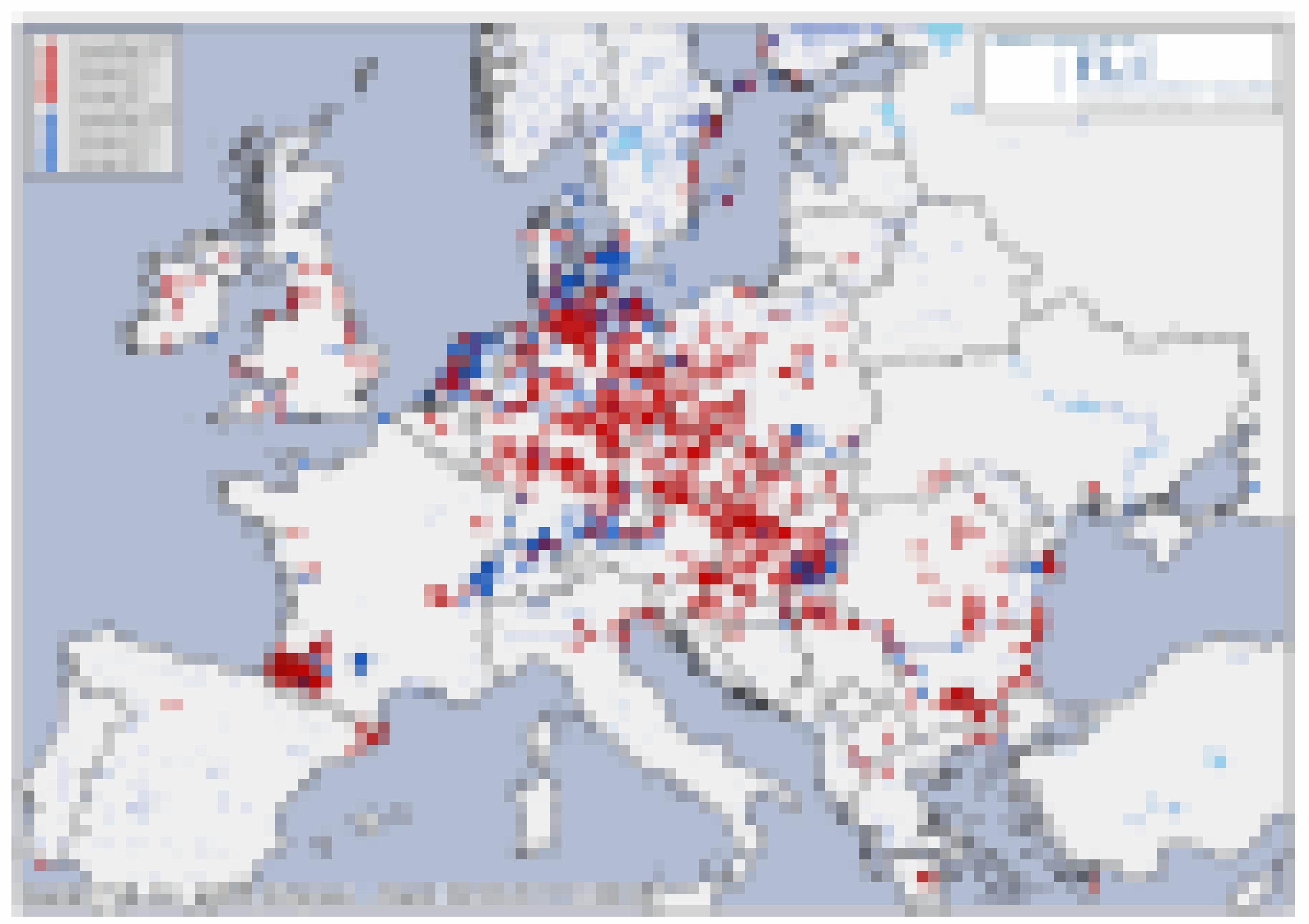 Landkarte mit Ausbreitungsmuster der Geflügelpest