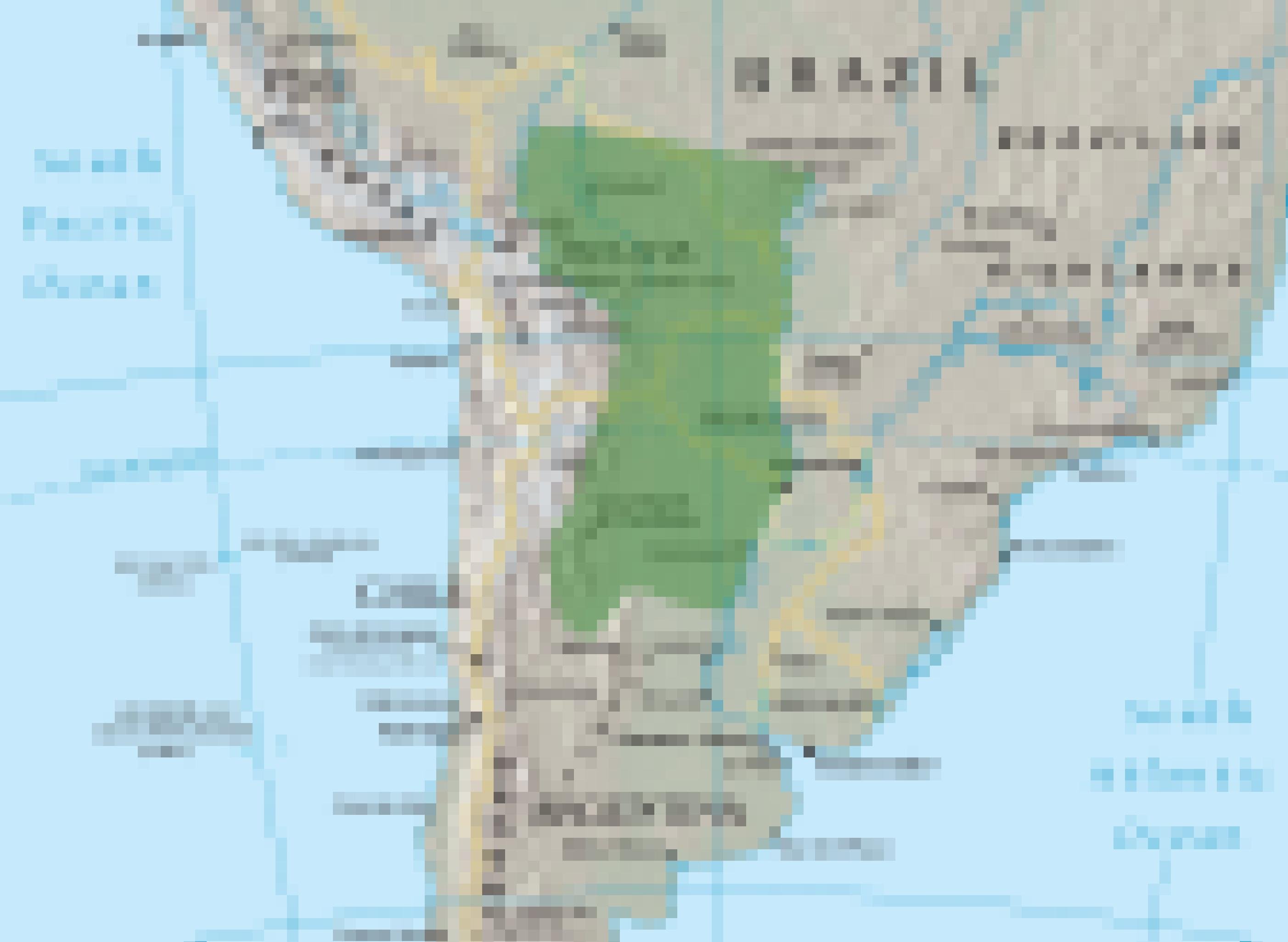 Kartenansicht der Landschaft des Gran Chaco, der im Länderdreieck Argentinien, Bolivien und Paraguay liegt.