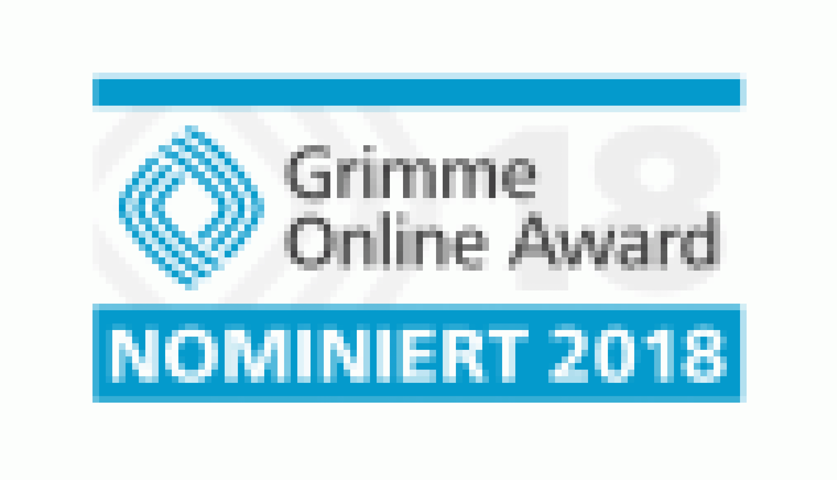 Logo des Grimme Online Awards. Darunter steht „Nominiert 2018“