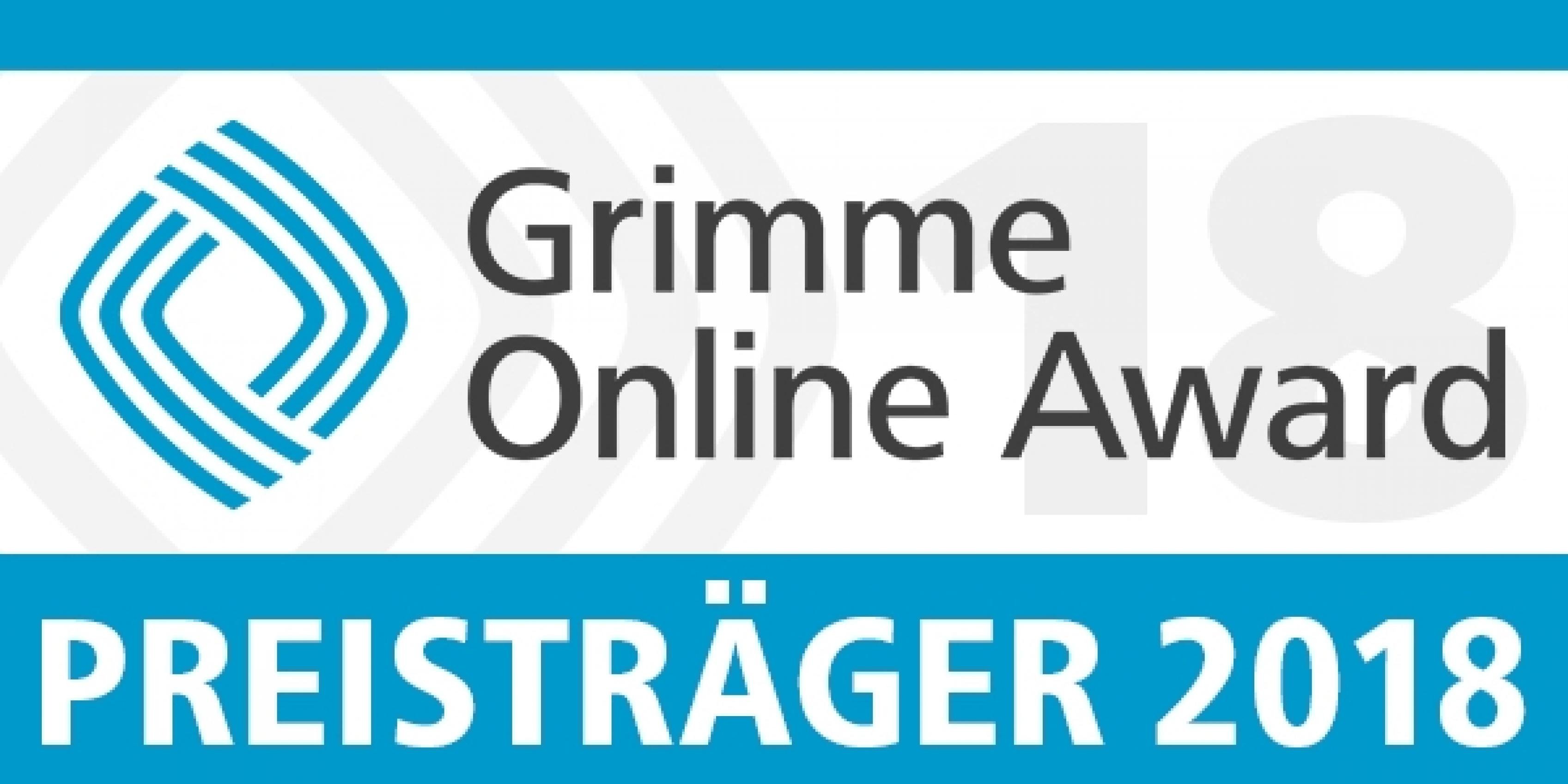Ein Logo. Darauf steht: Grimme Online Award Preisträger 2018