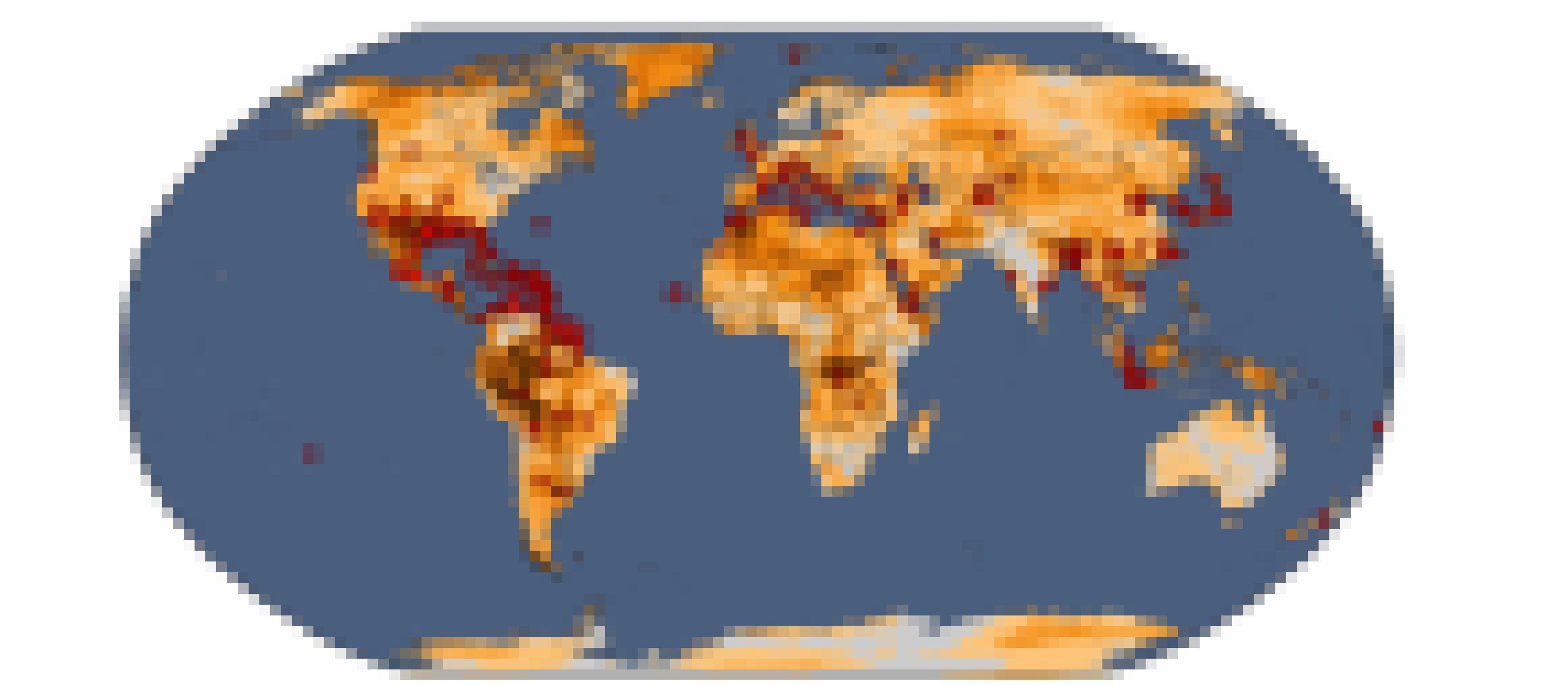 Eine Karte zeigt die Weltkarte mit Städten, die besonders betroffen von Hitzwellen waren.