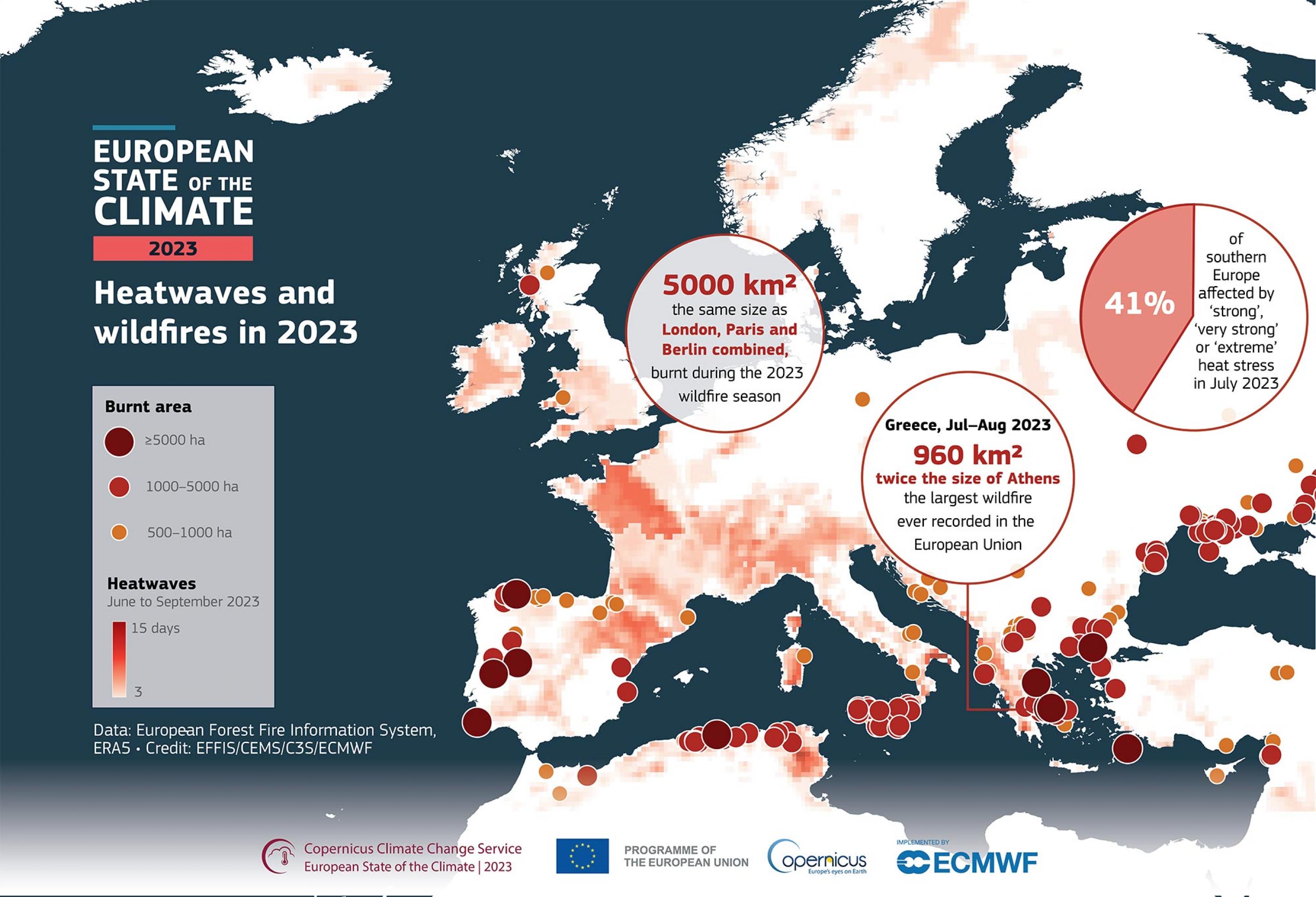 Infografik, die auf einer Europakarte bestimmte Extremereignisse hervorhebt.