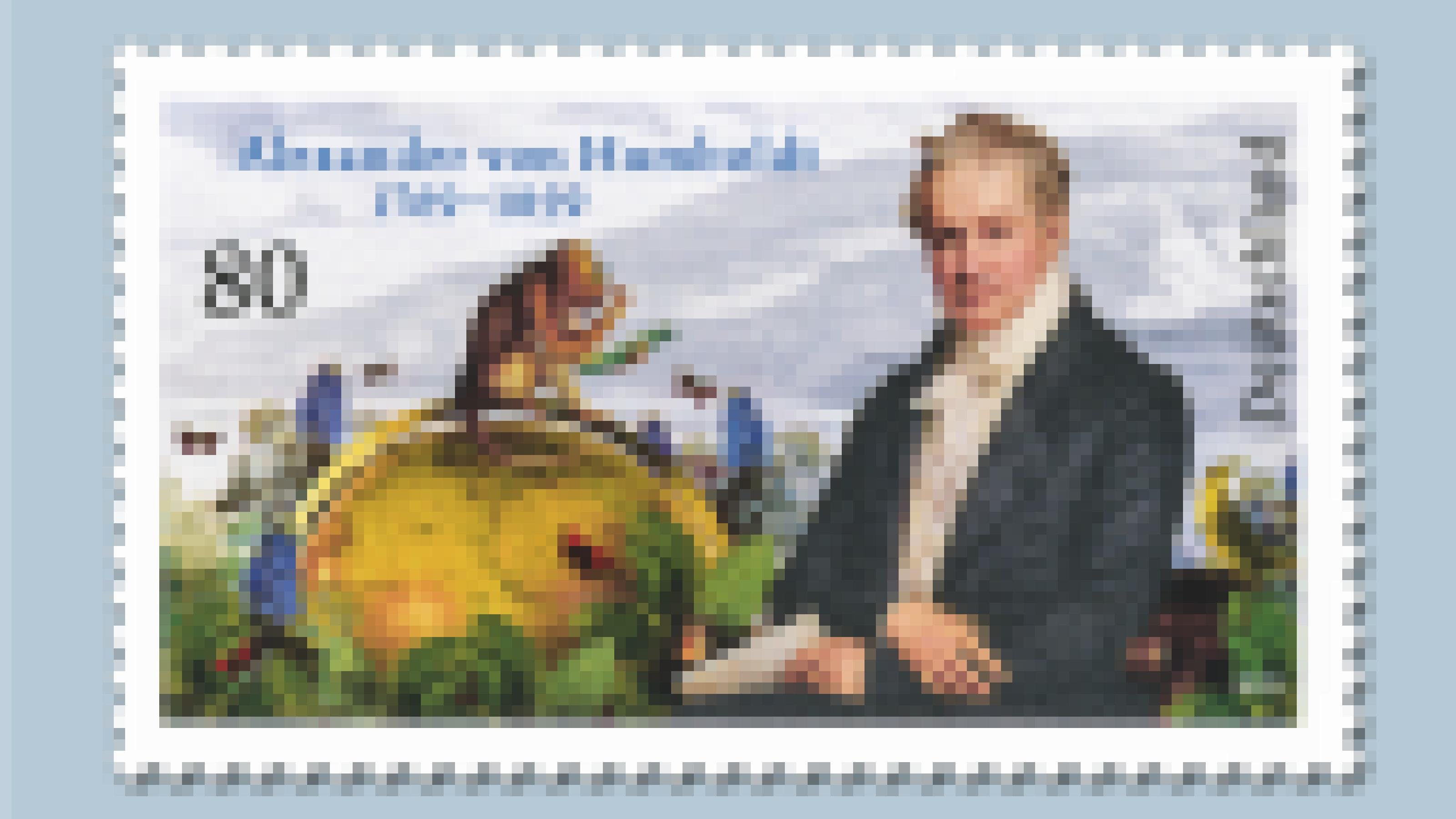 Eine Briefmarke mit einem Bild von Alexander von Humboldt.