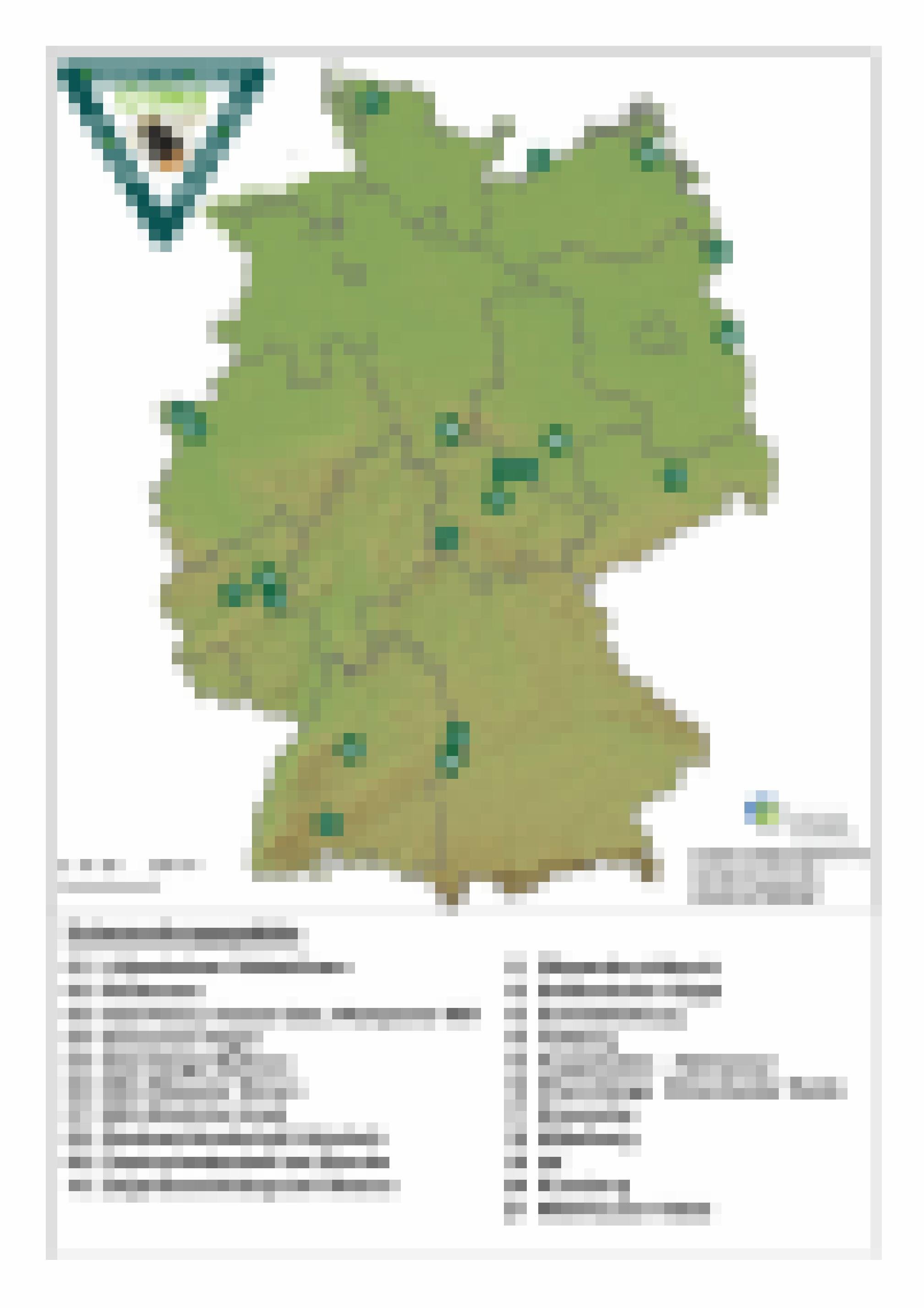 Deutschlandkarte mit 21 Punkten für die Naturschutzgebiete.