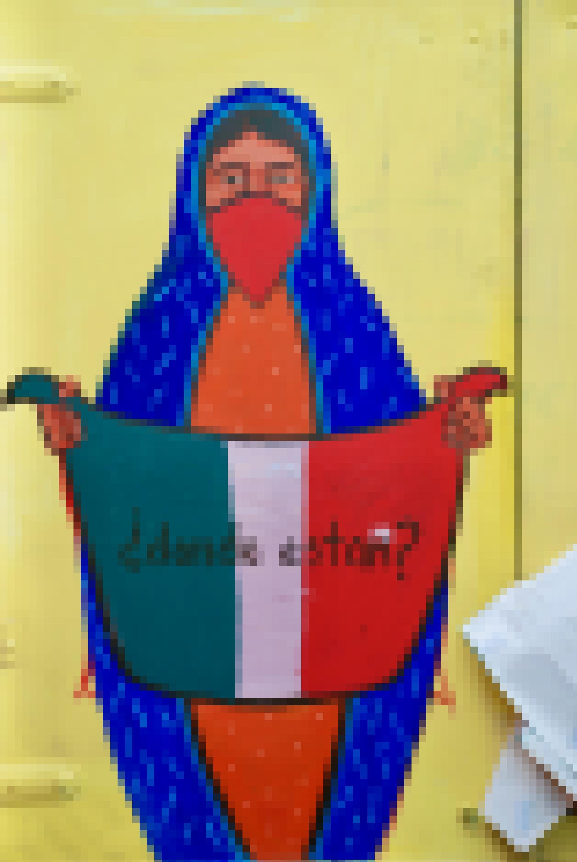 Ein Wandbild zeigt die mexikanische Schutzheilige Jungfrau Guadalupe, die fragt: „Wo sind sie“