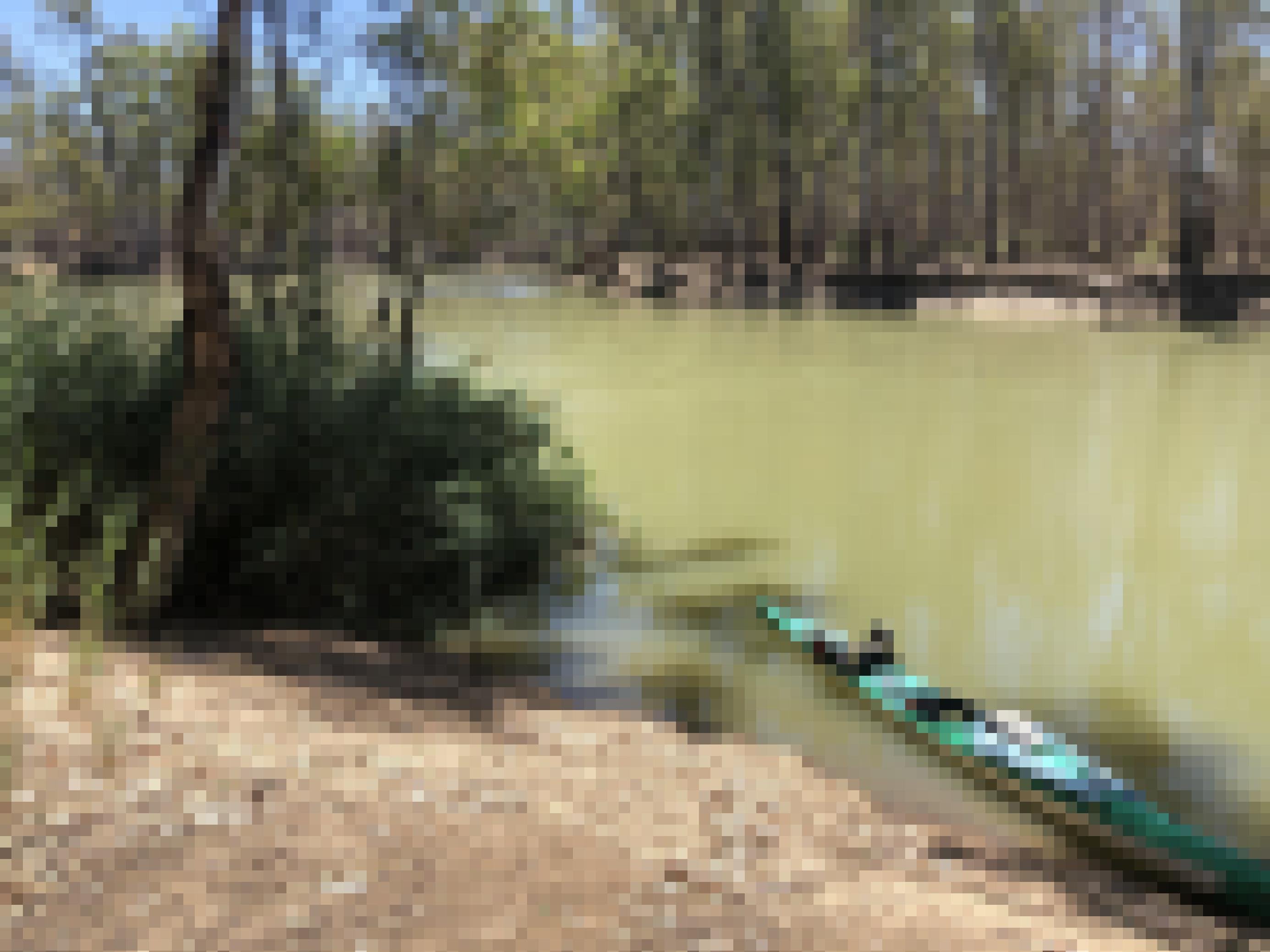 Das Kajak liegt am Ufer in Südaustralien, an einer einsameren Stelle des Murray Rivers