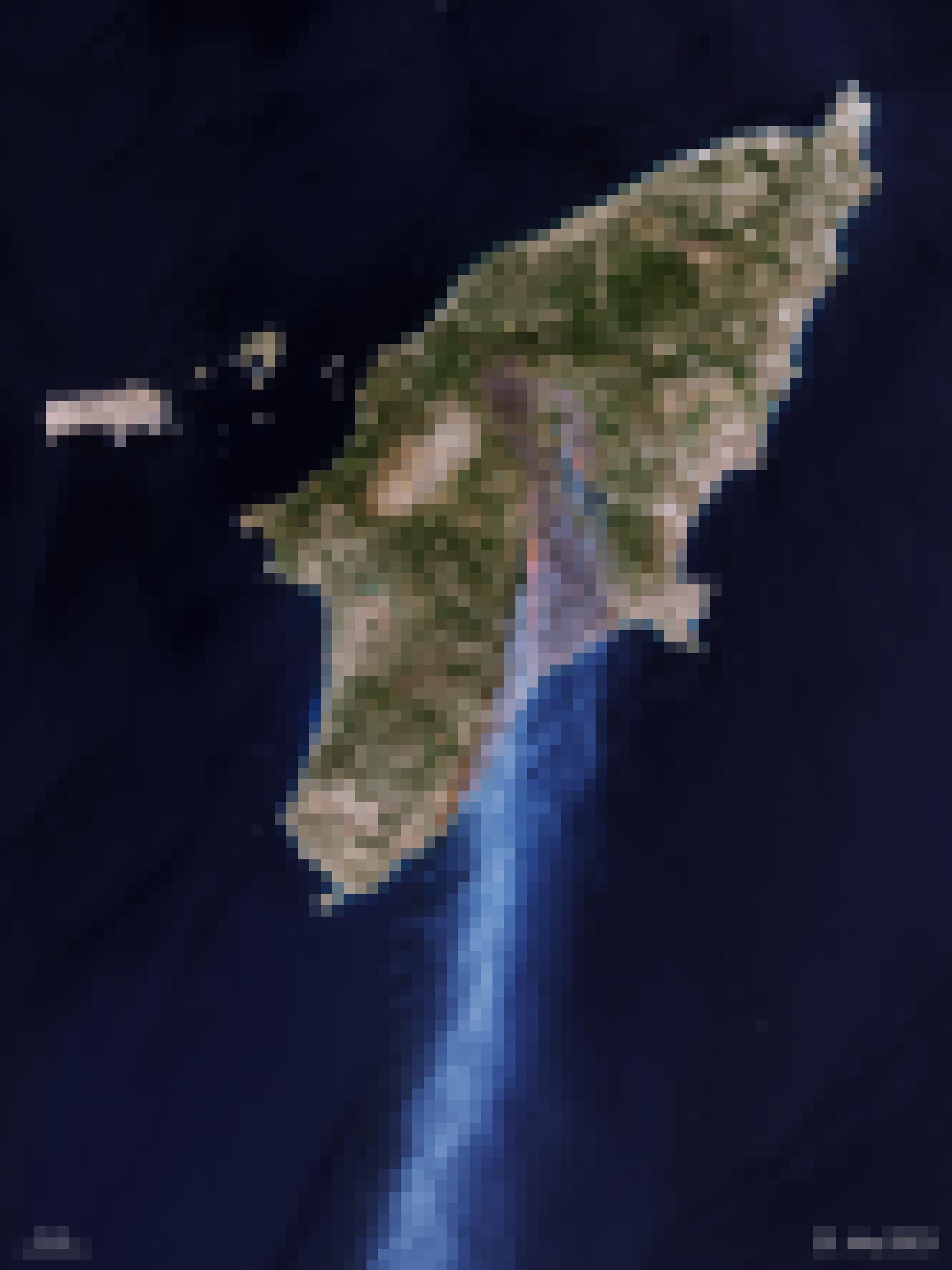 Das Satellitenfoto zeigt die Brände auf der Insel Rhodos.
