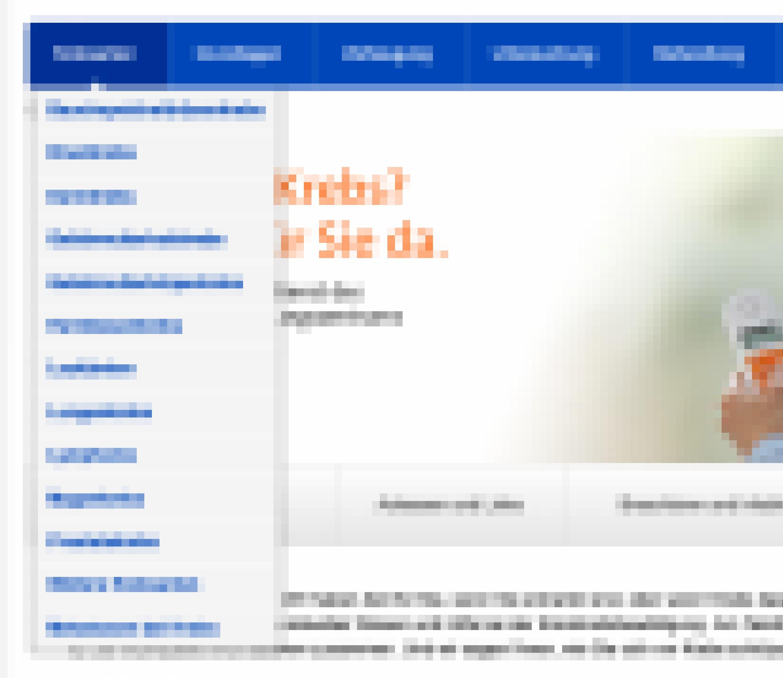 Screenshot Navigationselemente www.krebsinformationsdienst.de. Zu sehen ist ein Drop-Down-Menü unter dem Navigationspunkt „Krebsarten“