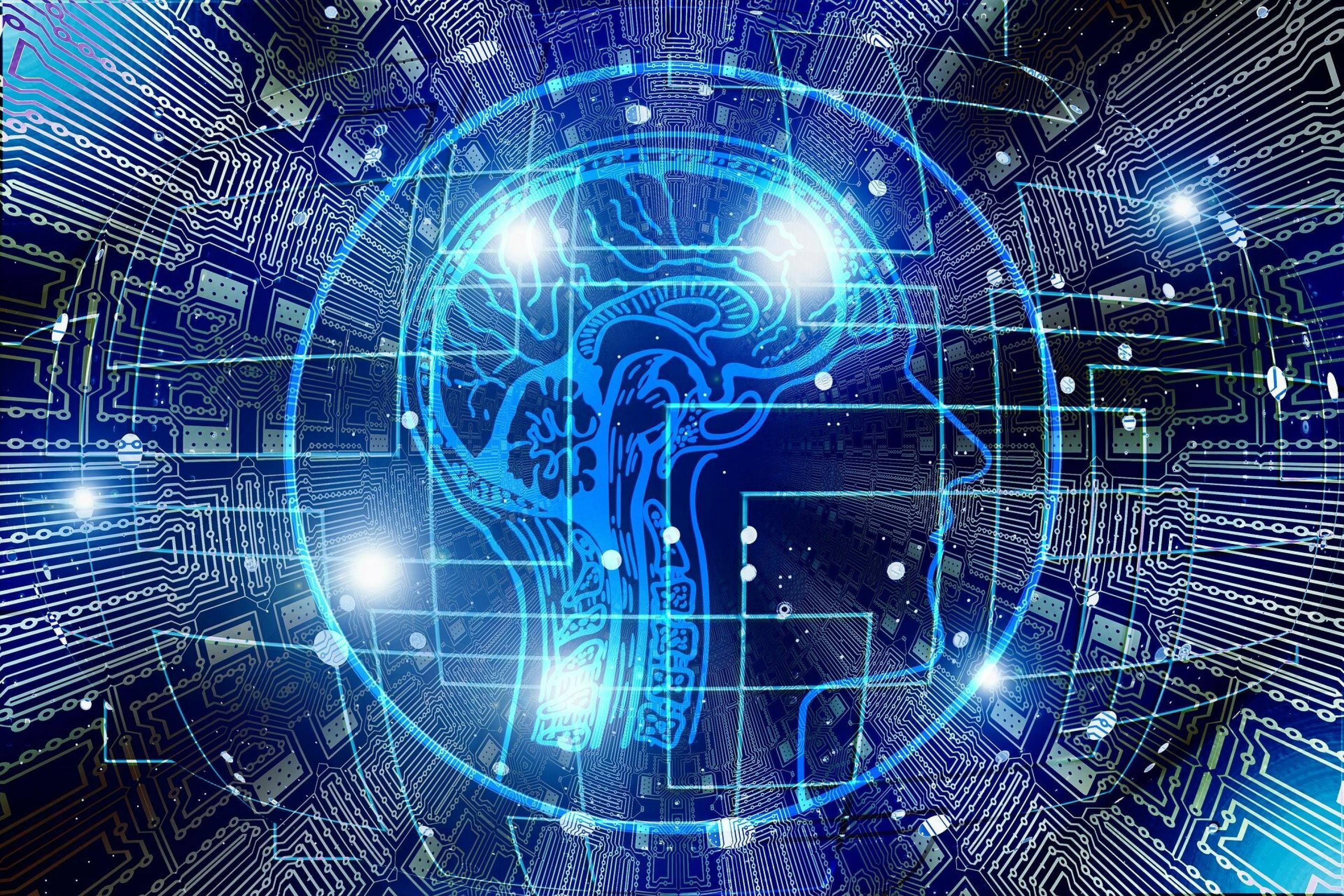 Künstliche Intelligenz wird oft mit einem Gehirn im Cyberlook illustriert.